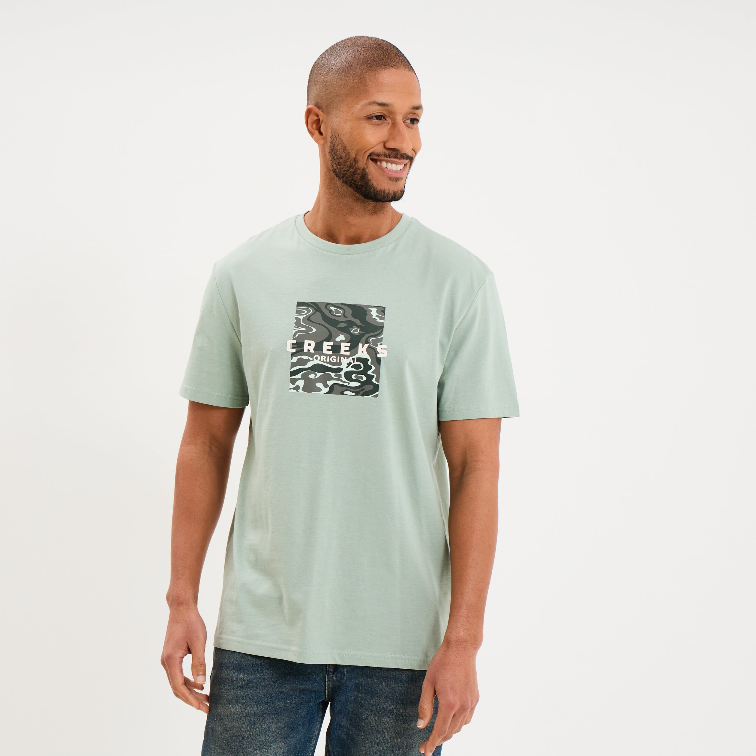T-shirt manches courtes coton vert pastel homme