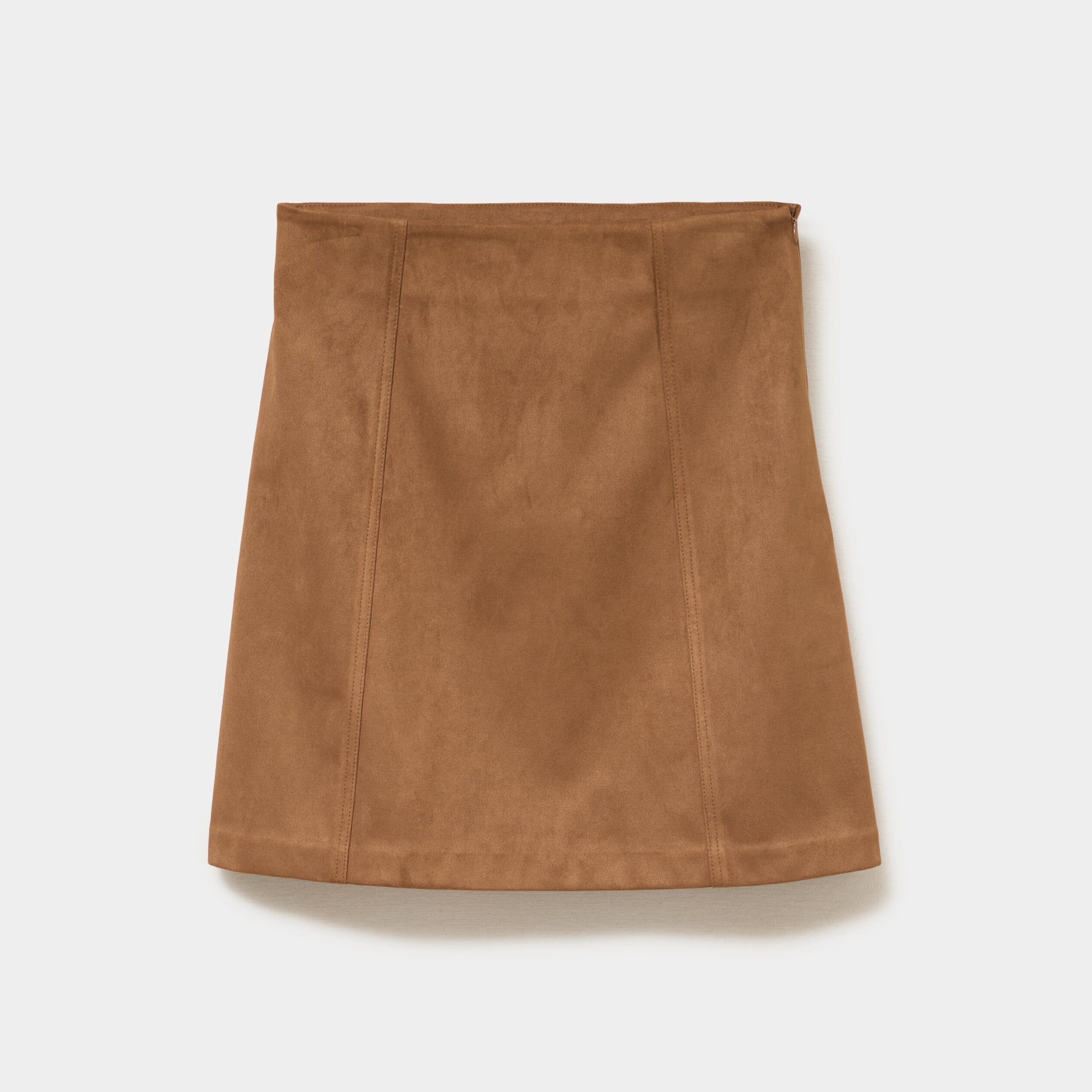 Jupe trap&egrave;ze effet su&eacute;dine marron femme