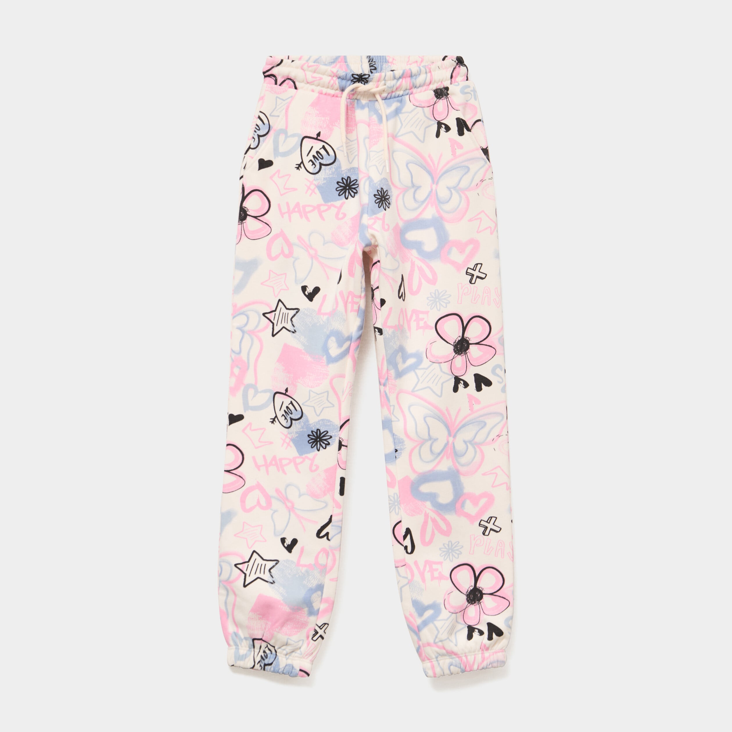 Pantalon de jogging molleton beige fille