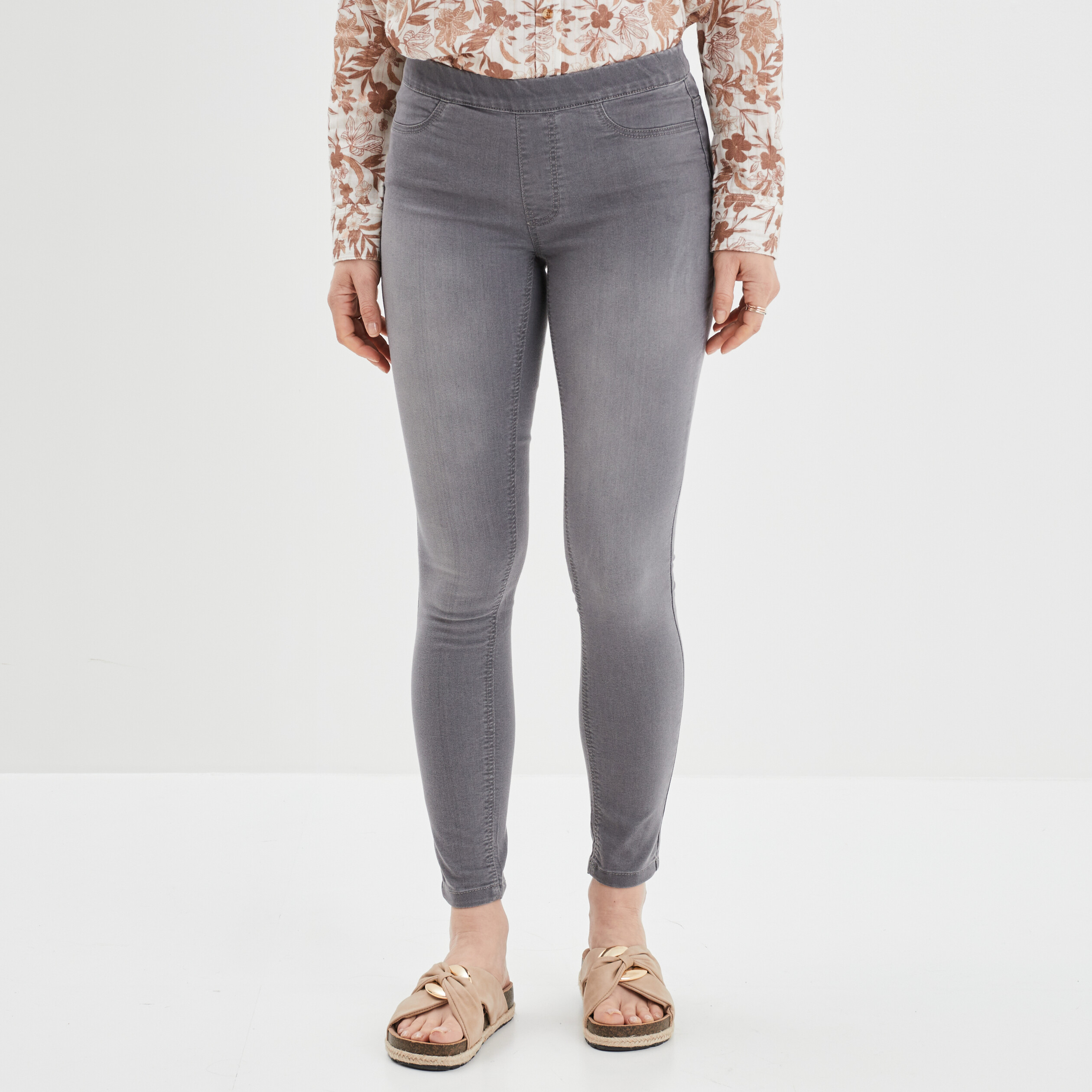 Jegging taille standard denim gris femme