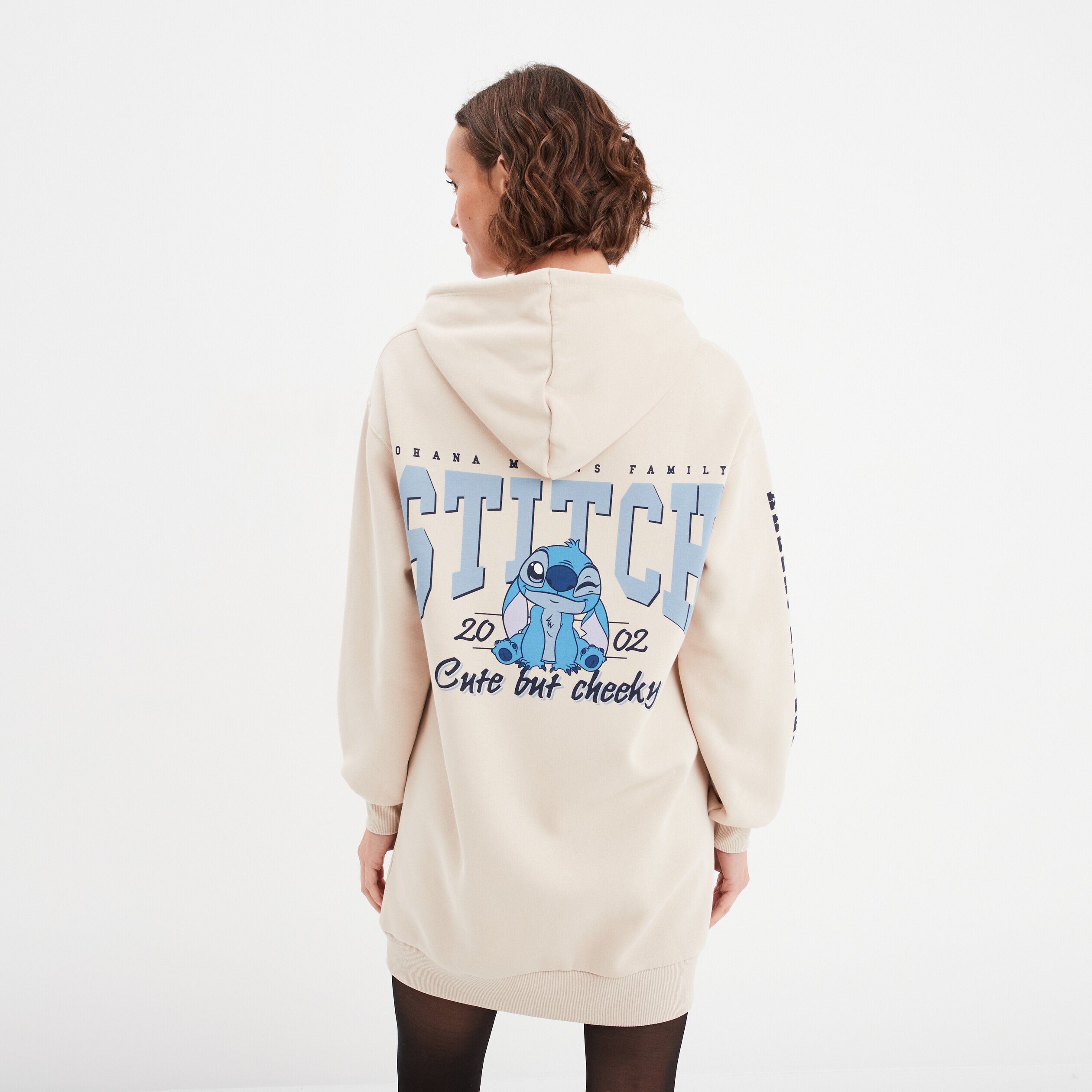 Robe sweat hoodie a capuche Stitch sable femme