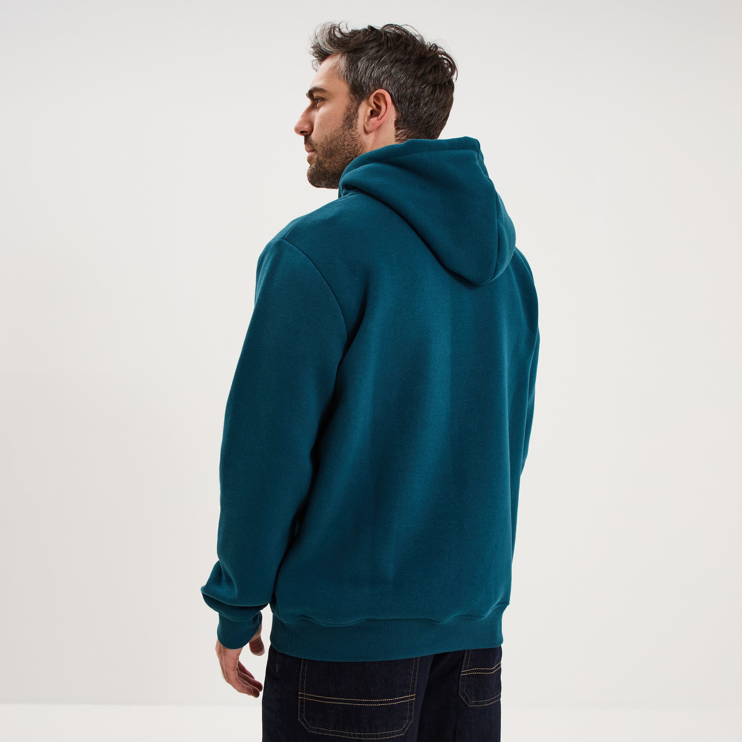 Sweat hoodie 1 poche et capuche bleu canard homme