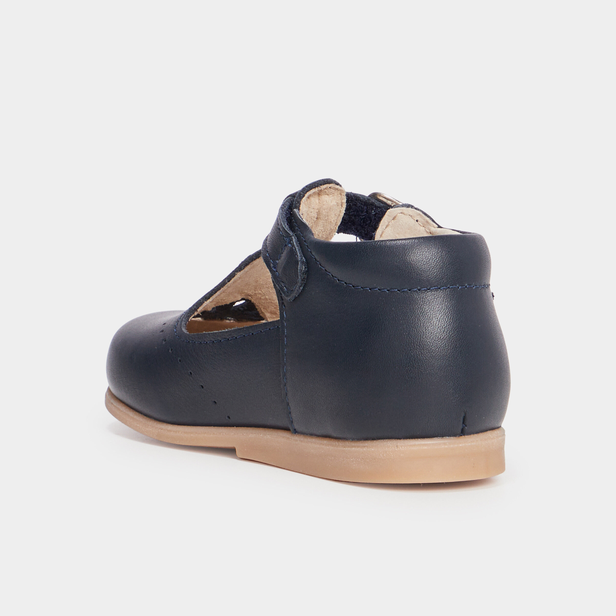 chaussures salome en cuir bleu bebeg Chaussures salomé en cuir bleu bébé garçon