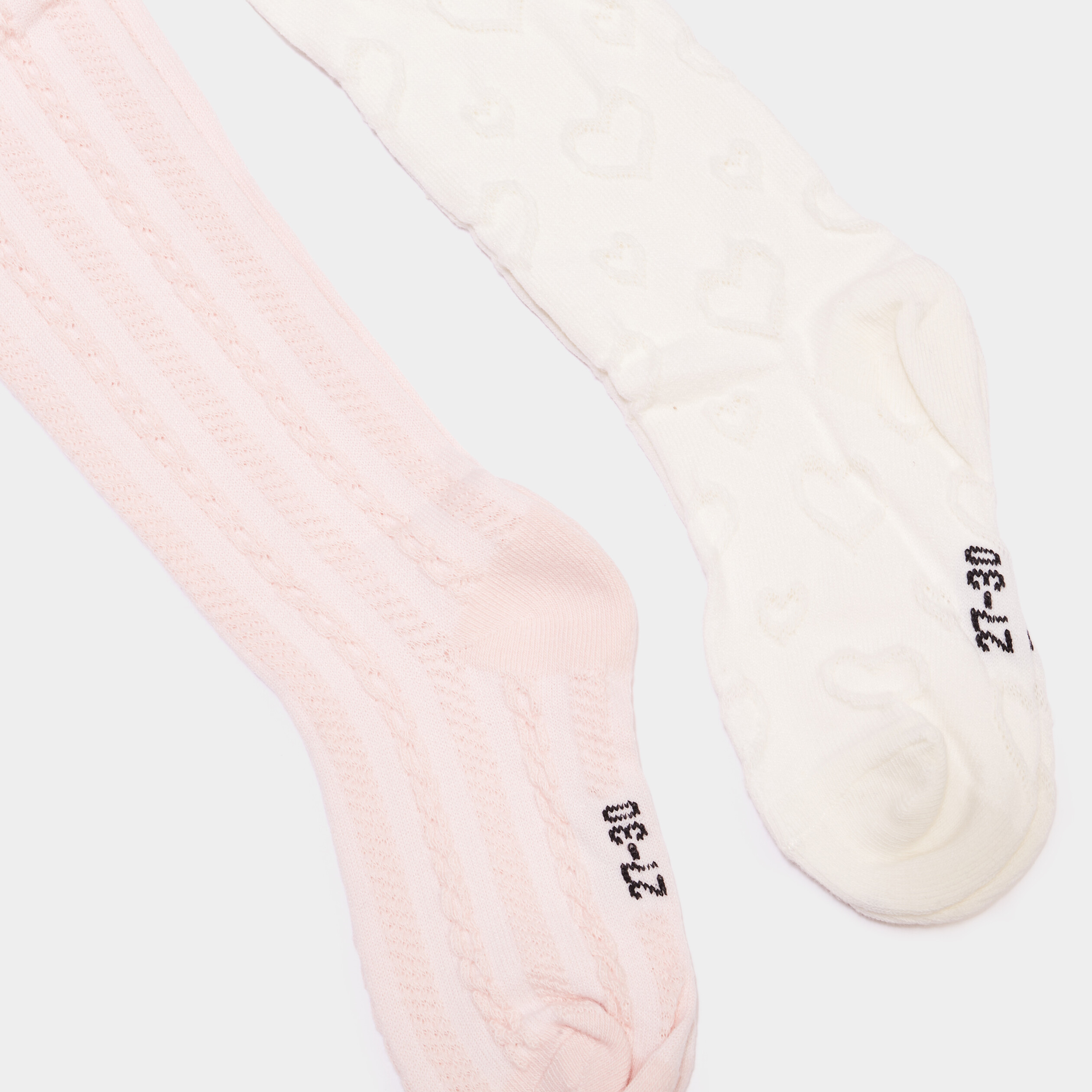 Lot 2 collants avec motif relief coton rose fille
