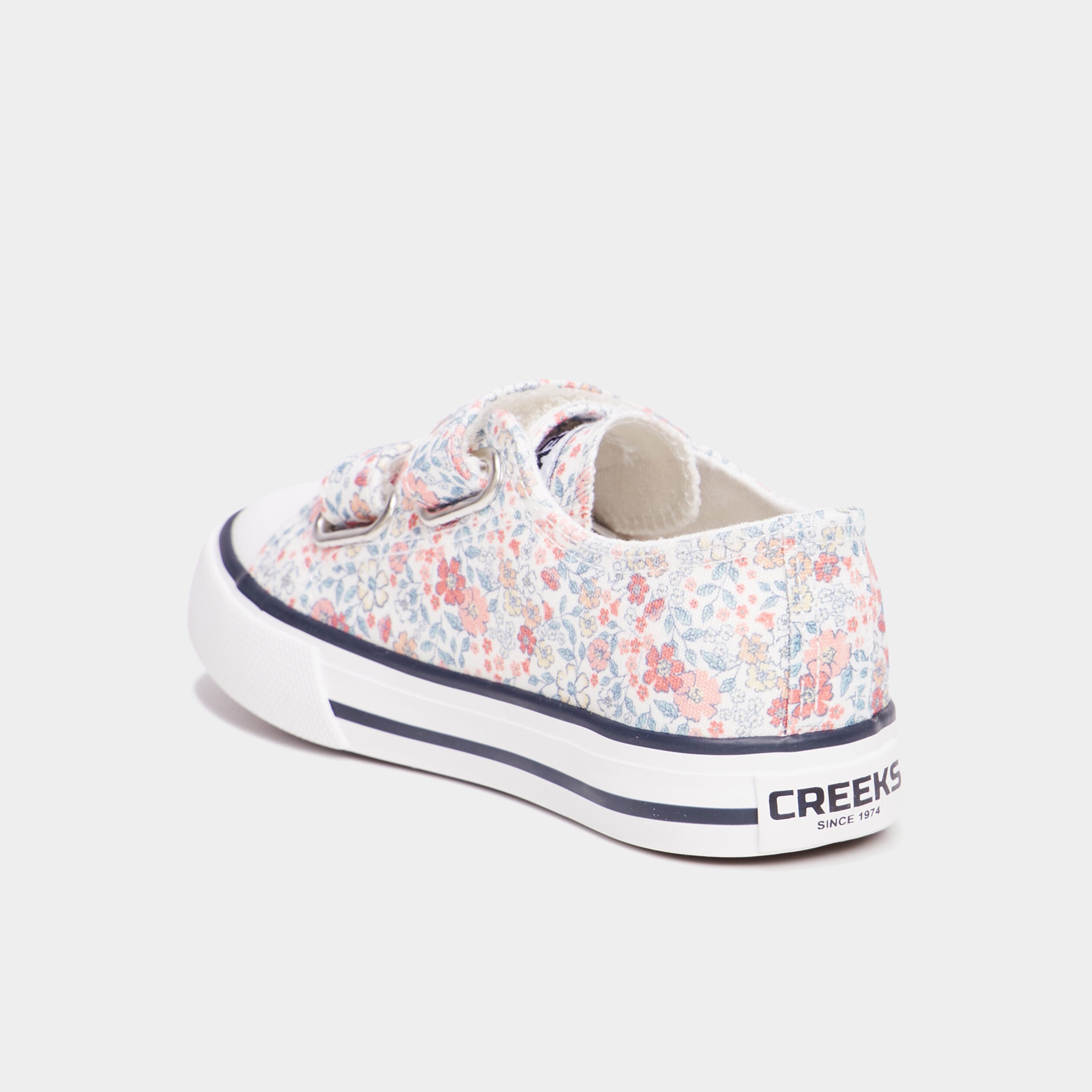 Baskets toile &agrave; scratchs bout renforc&eacute; ecru fille
