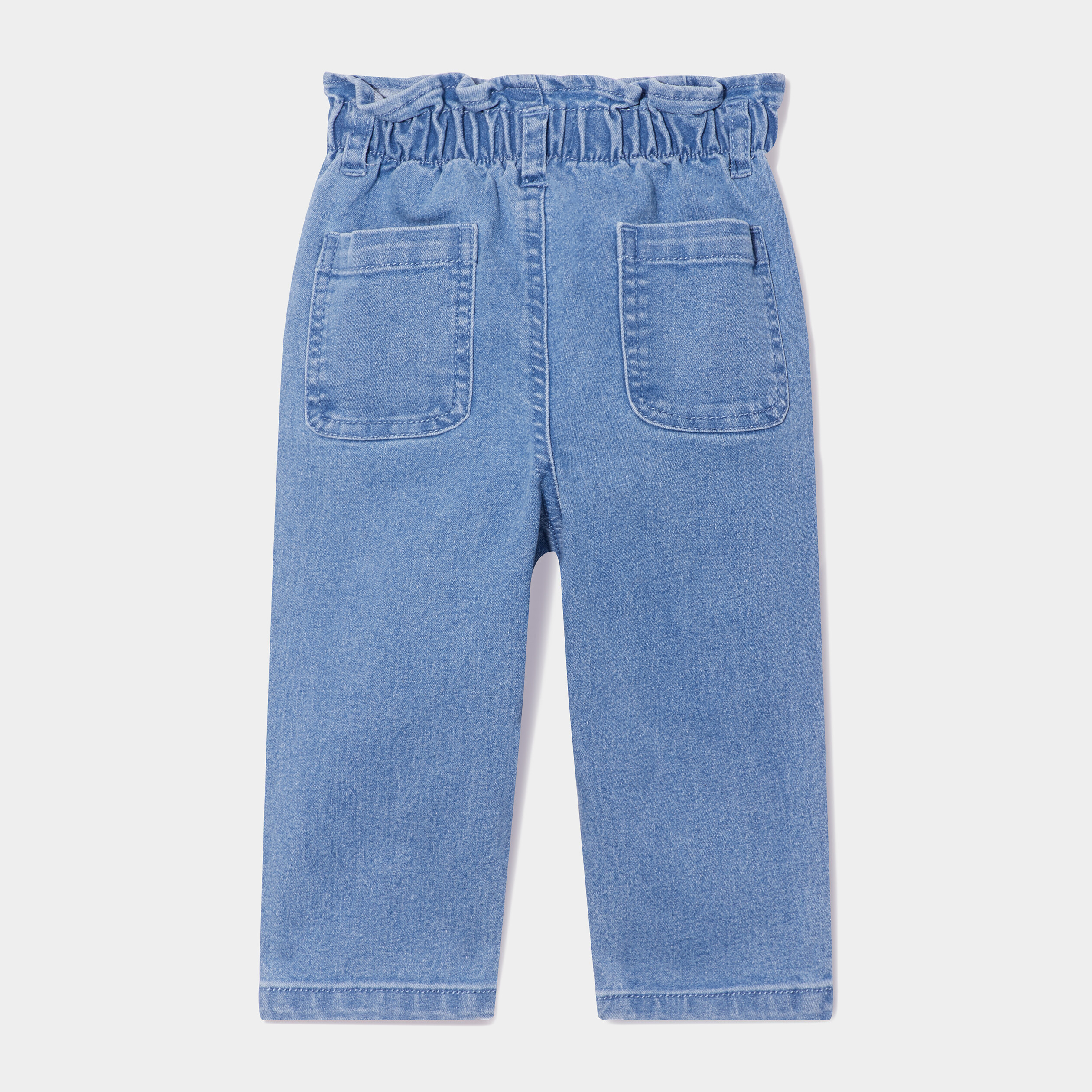jeans paperbag brode taille elastiquee denim double stone bebef Jeans paperbag brodé taille élastiquée denim double stone bébé fille
