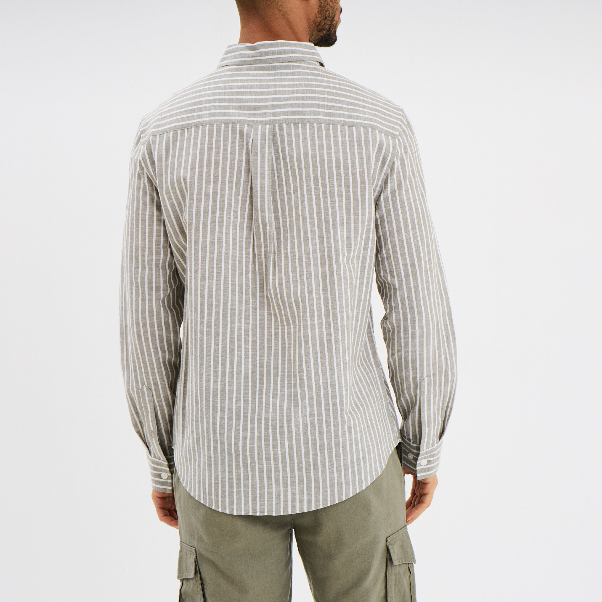 chemise manches longues coton vert kaki homme Chemise manches longues coton vert kaki homme