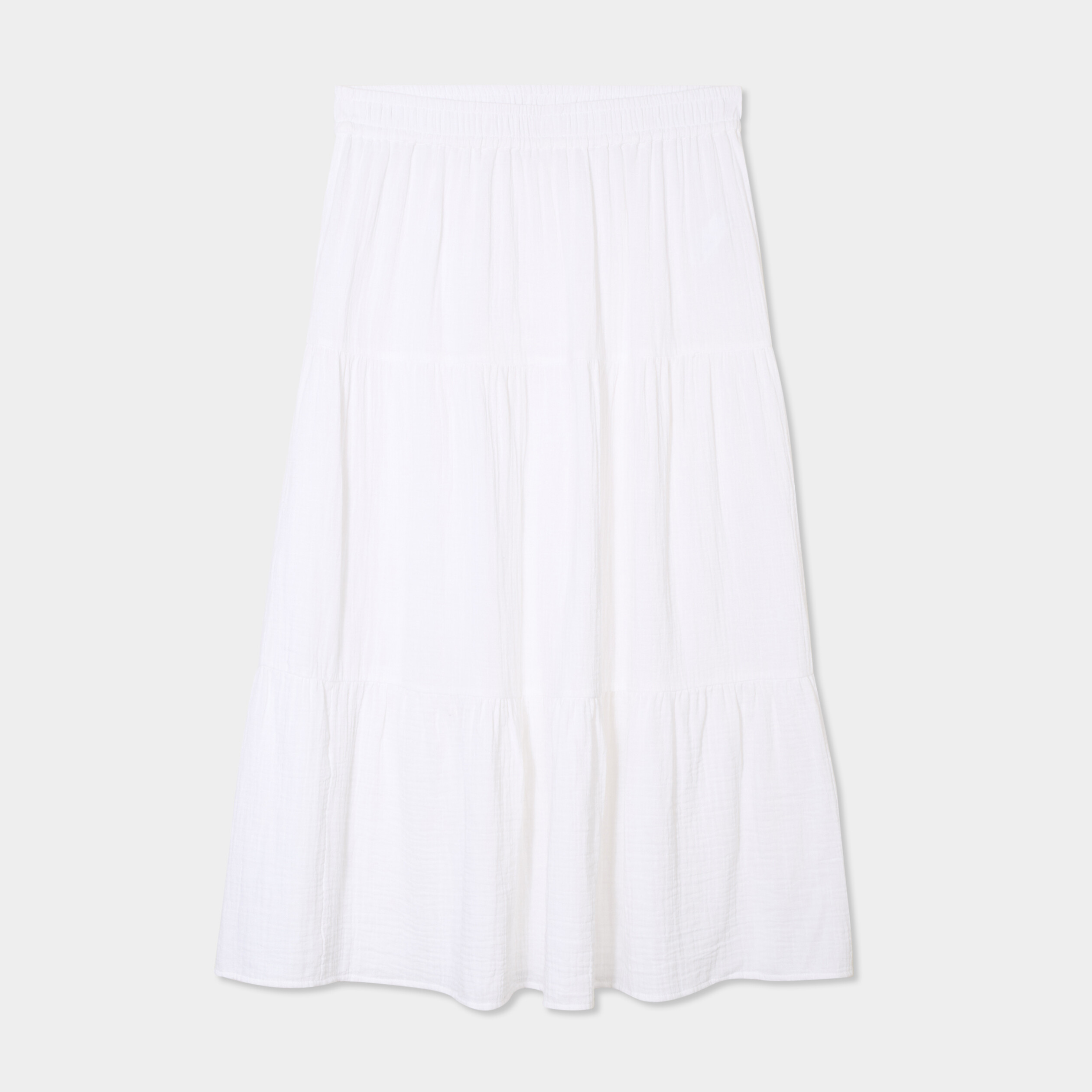 jupe longue evasee gaze de coton blanc femmegt Jupe longue évasée gaze de coton blanc femme grande taille