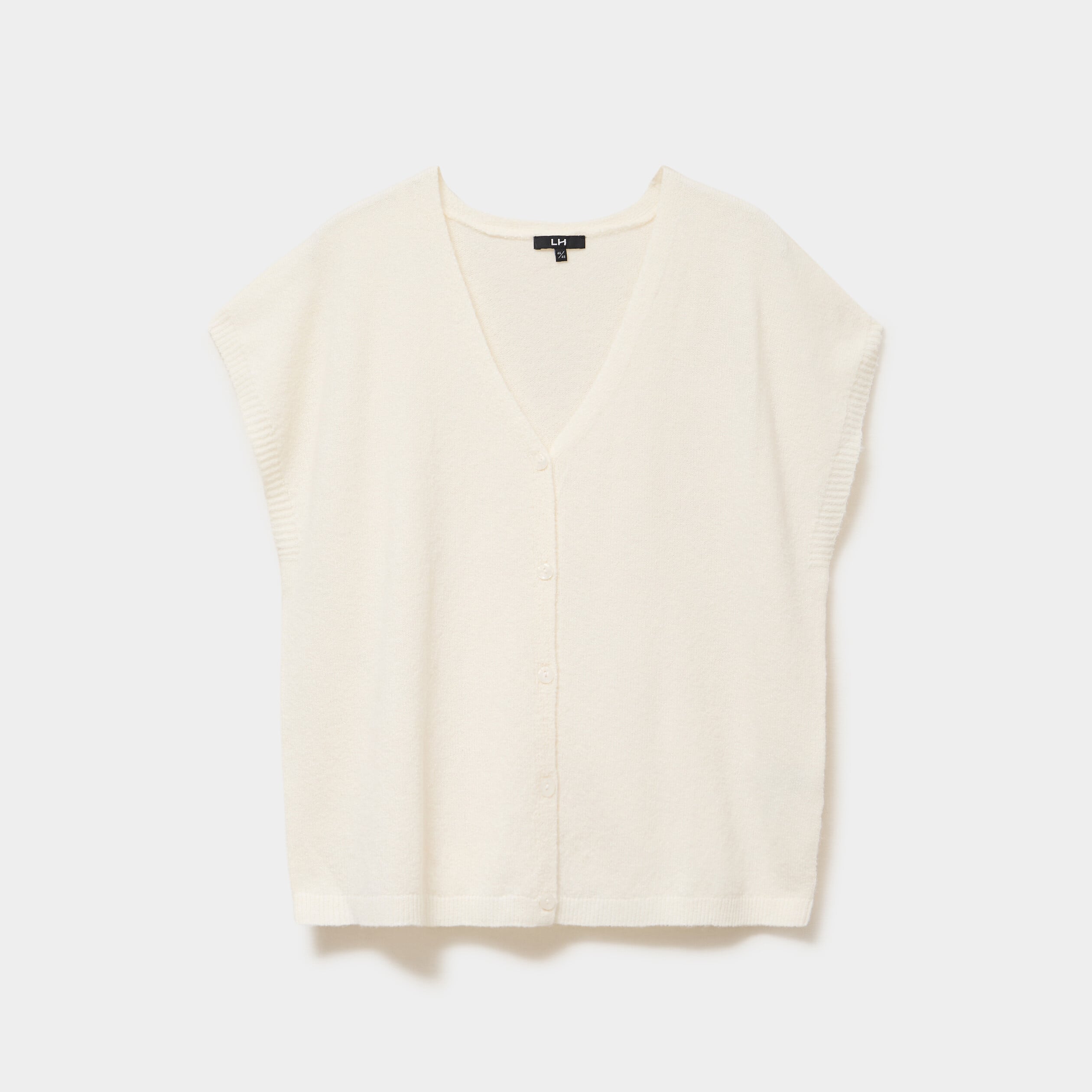 Gilet manches courtes boutonn&eacute; ivoire femme grande taille