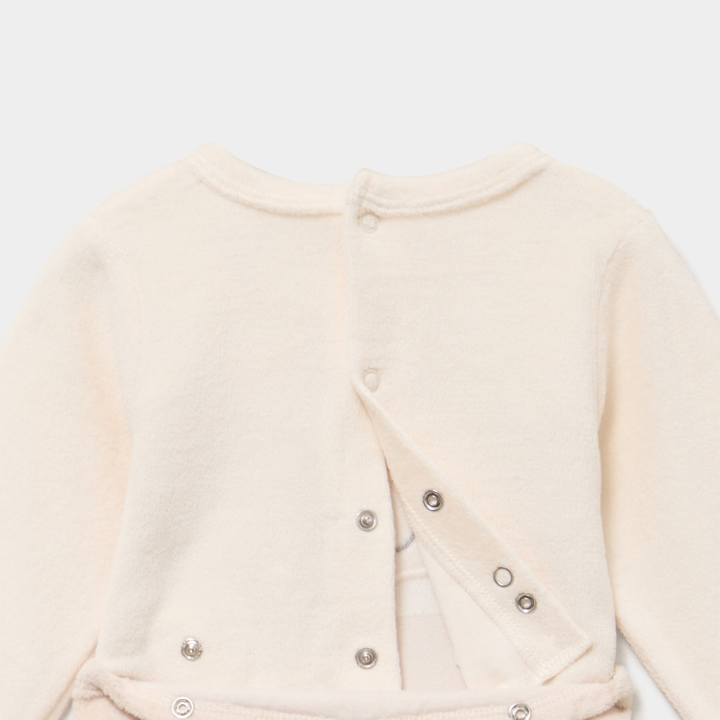 Dors-bien velours manches longues beige b&eacute;b&eacute;