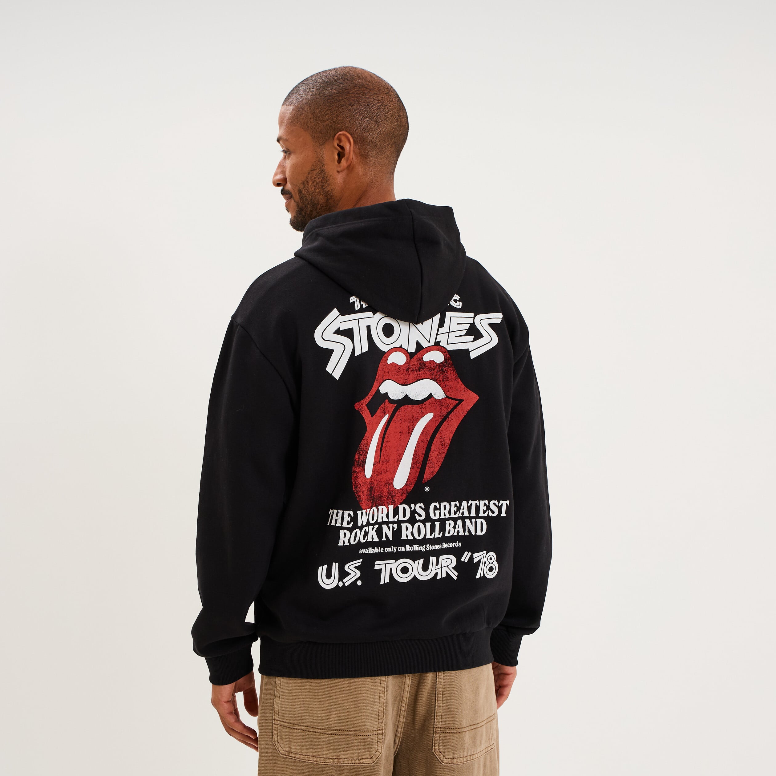Sweat hoodie 1 poche The Rolling Stones gris fonc&eacute; homme