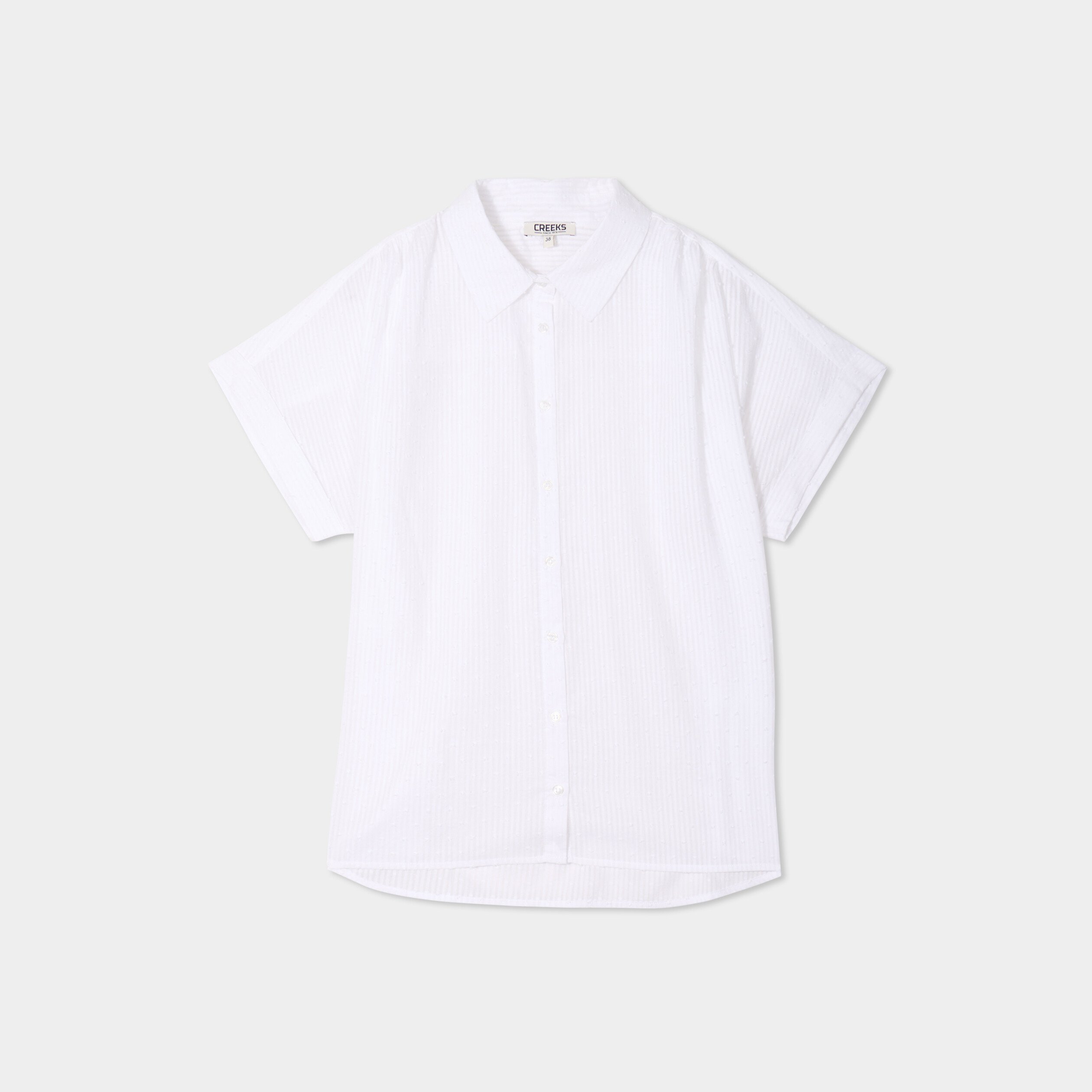 chemise plumetis manches courtes coton blanc femme Chemise plumetis manches courtes coton blanc femme