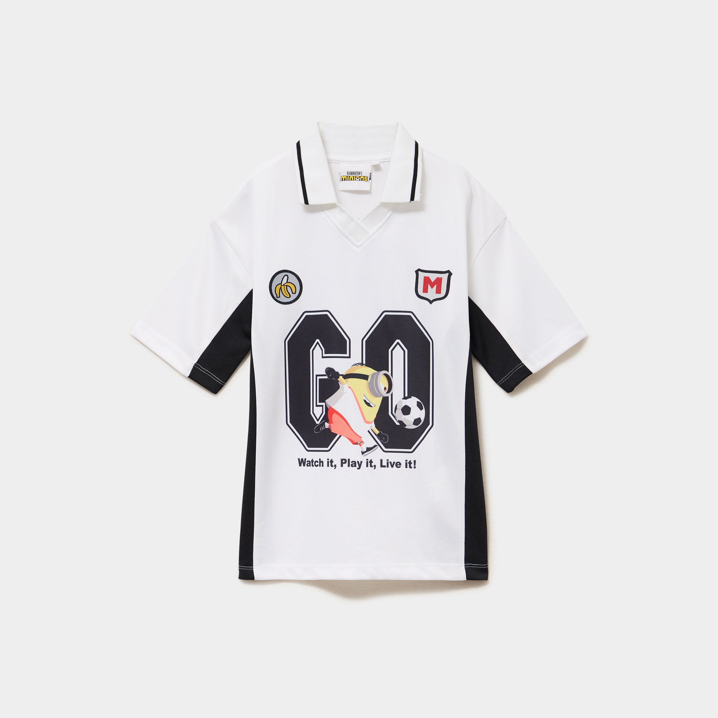 T-shirt col polo manches courtes Minions blanc gar&ccedil;on