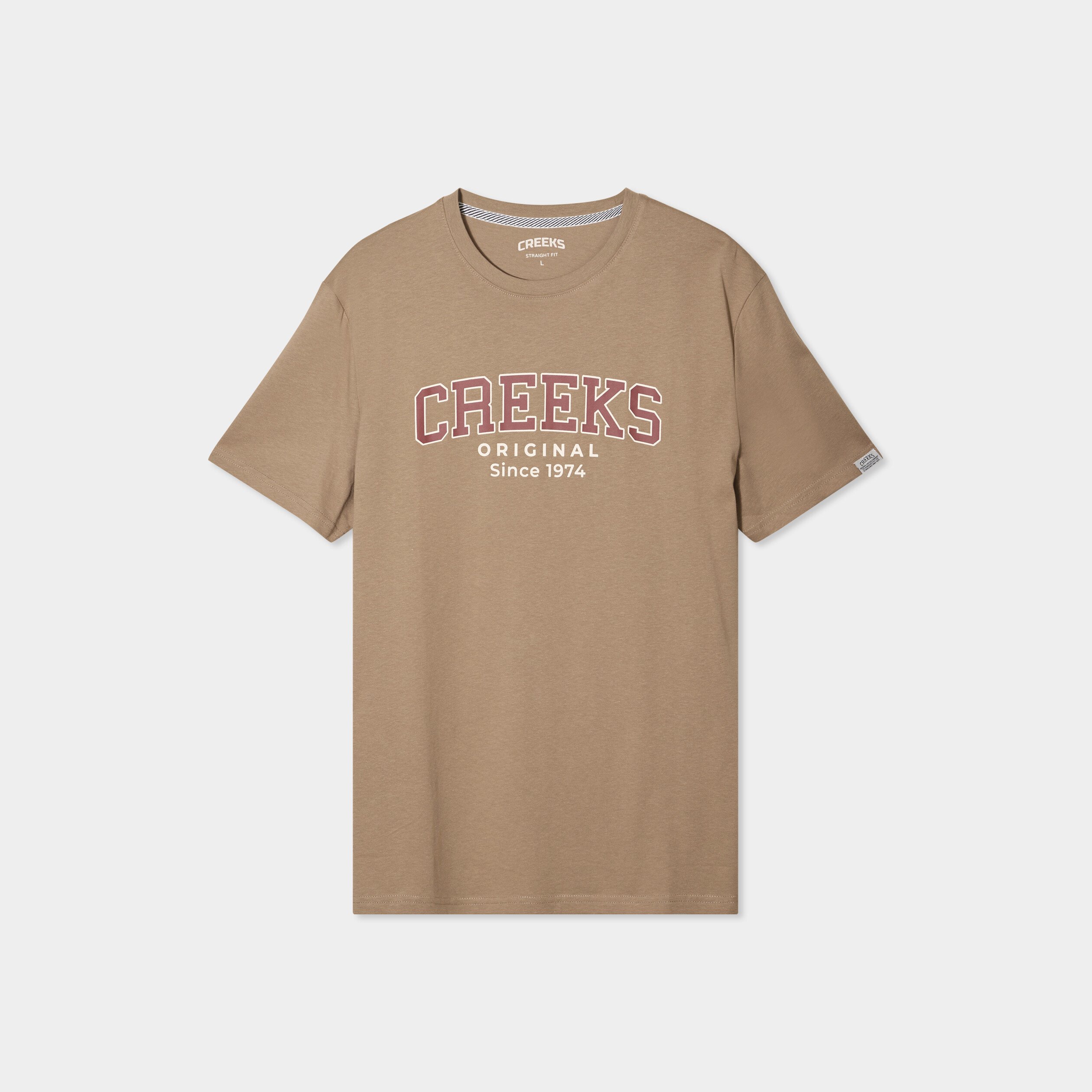 t shirt droit manches courtes coton taupe homme T-shirt droit manches courtes coton taupe homme