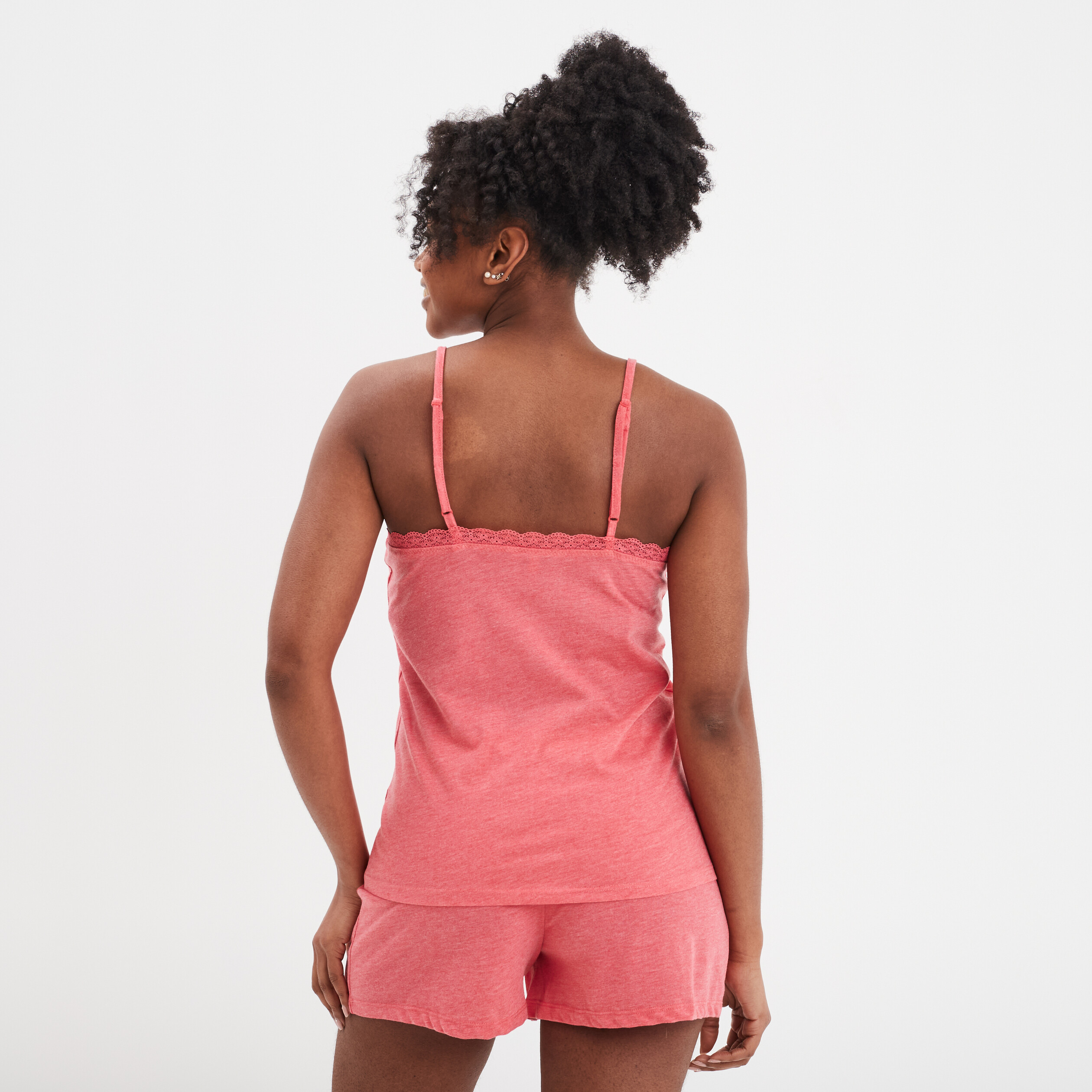 Ensemble pyjama short et d&eacute;bardeur rose vif femme