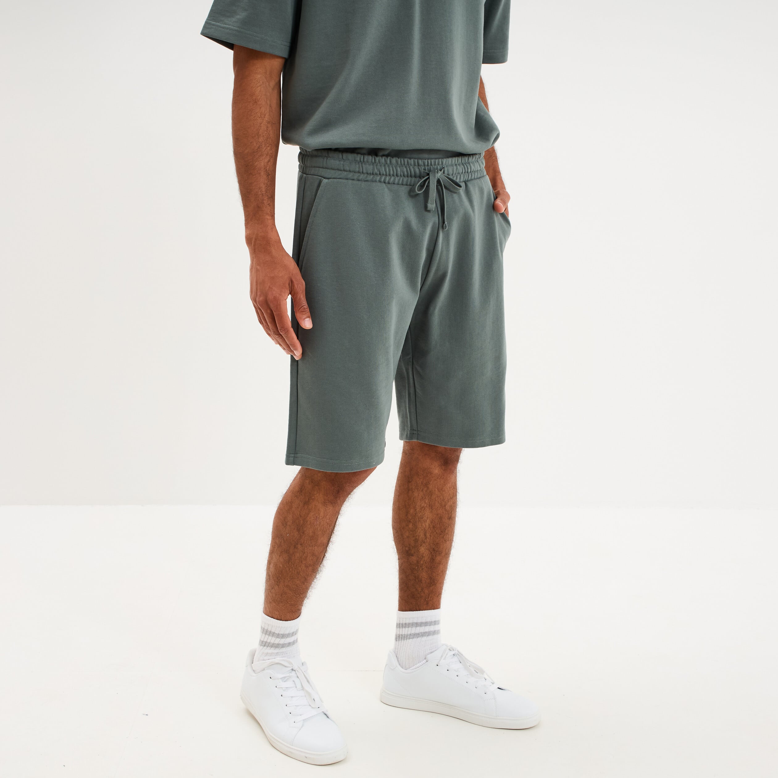 Short de jogging taille &eacute;lastiqu&eacute;e l&eacute;ger vert kaki homme