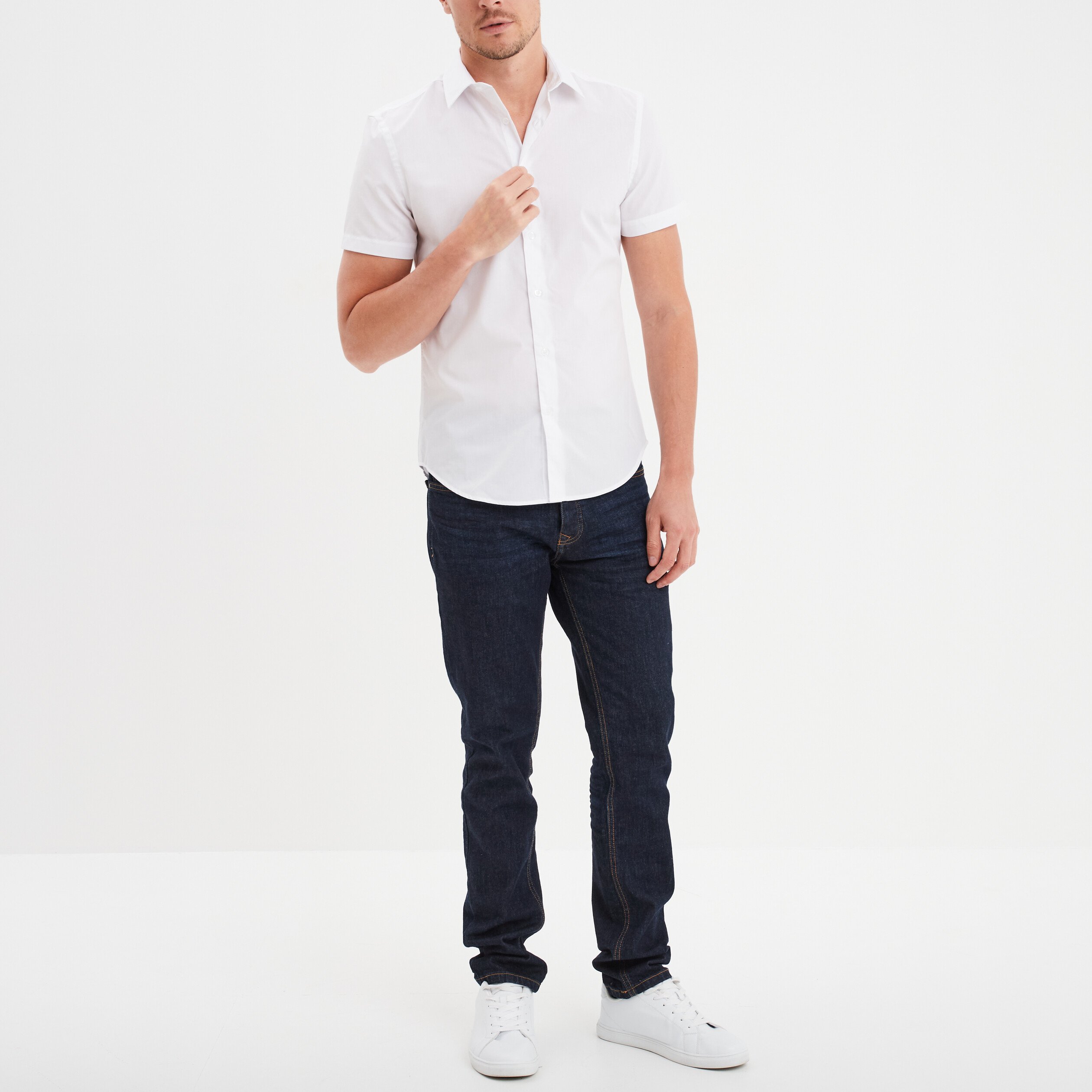 chemise droite manches courtes blanc homme Chemise droite manches courtes blanc homme
