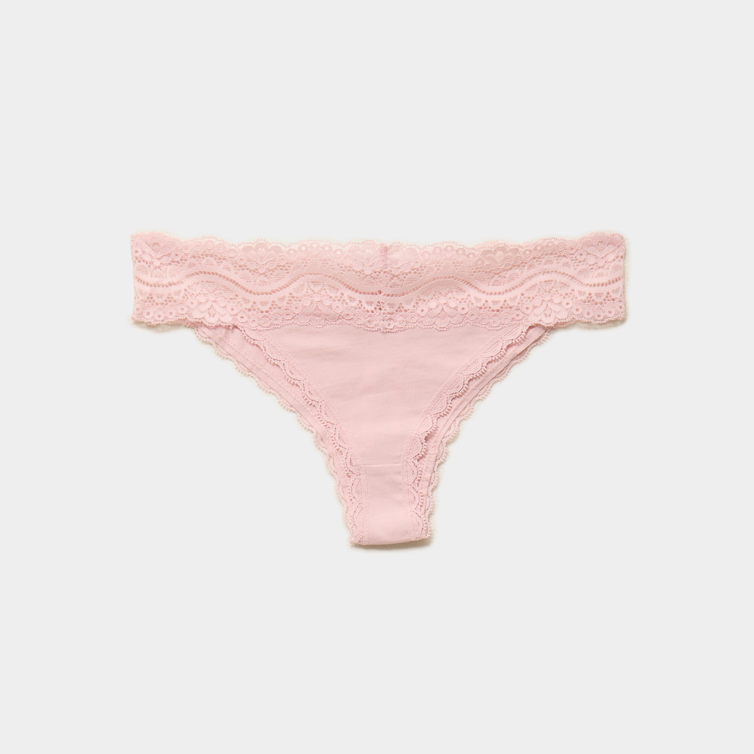 Lot 3 tangas coton majoritaire rose poudr&eacute;e femme