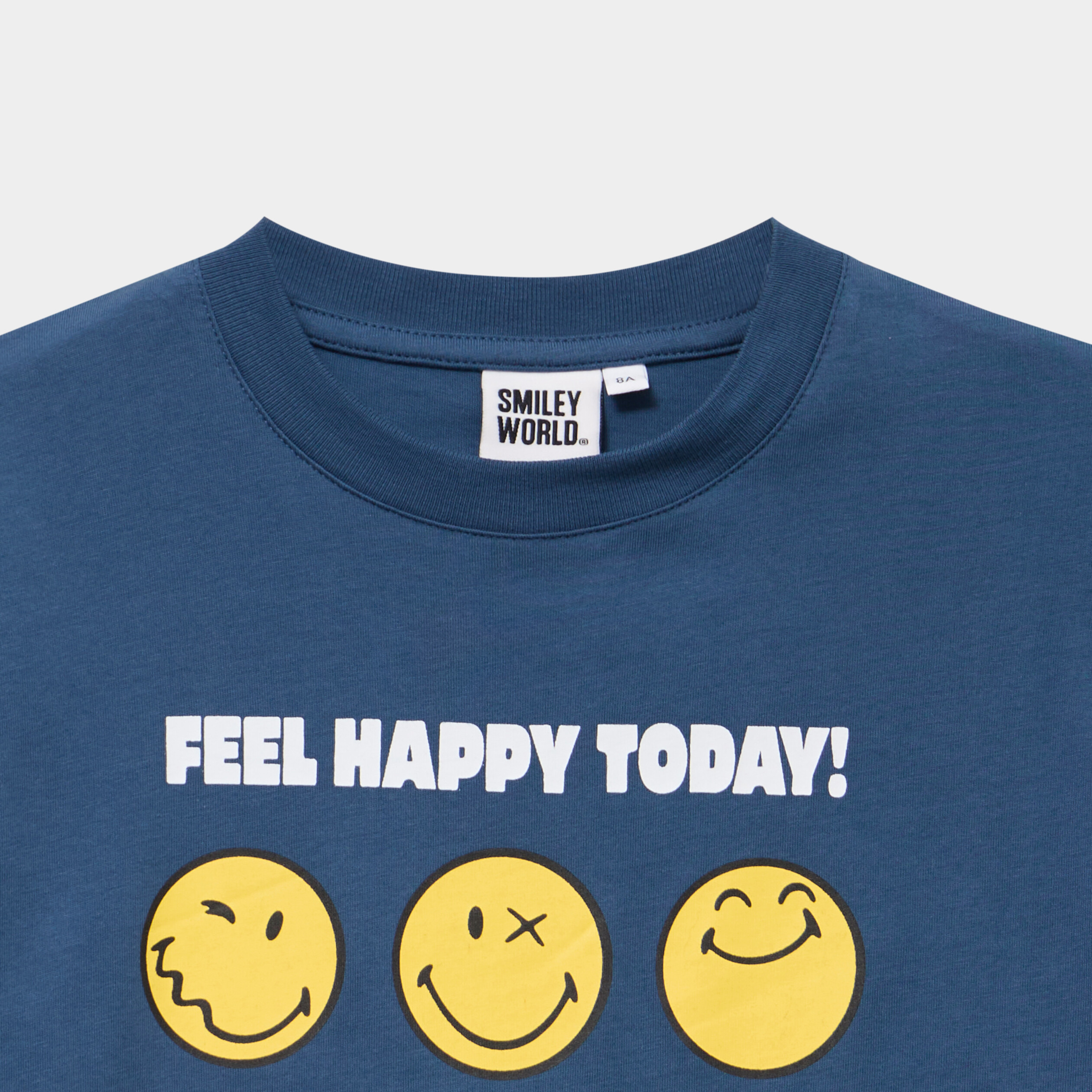 T-shirt coton Smiley World bleu gris gar&ccedil;on