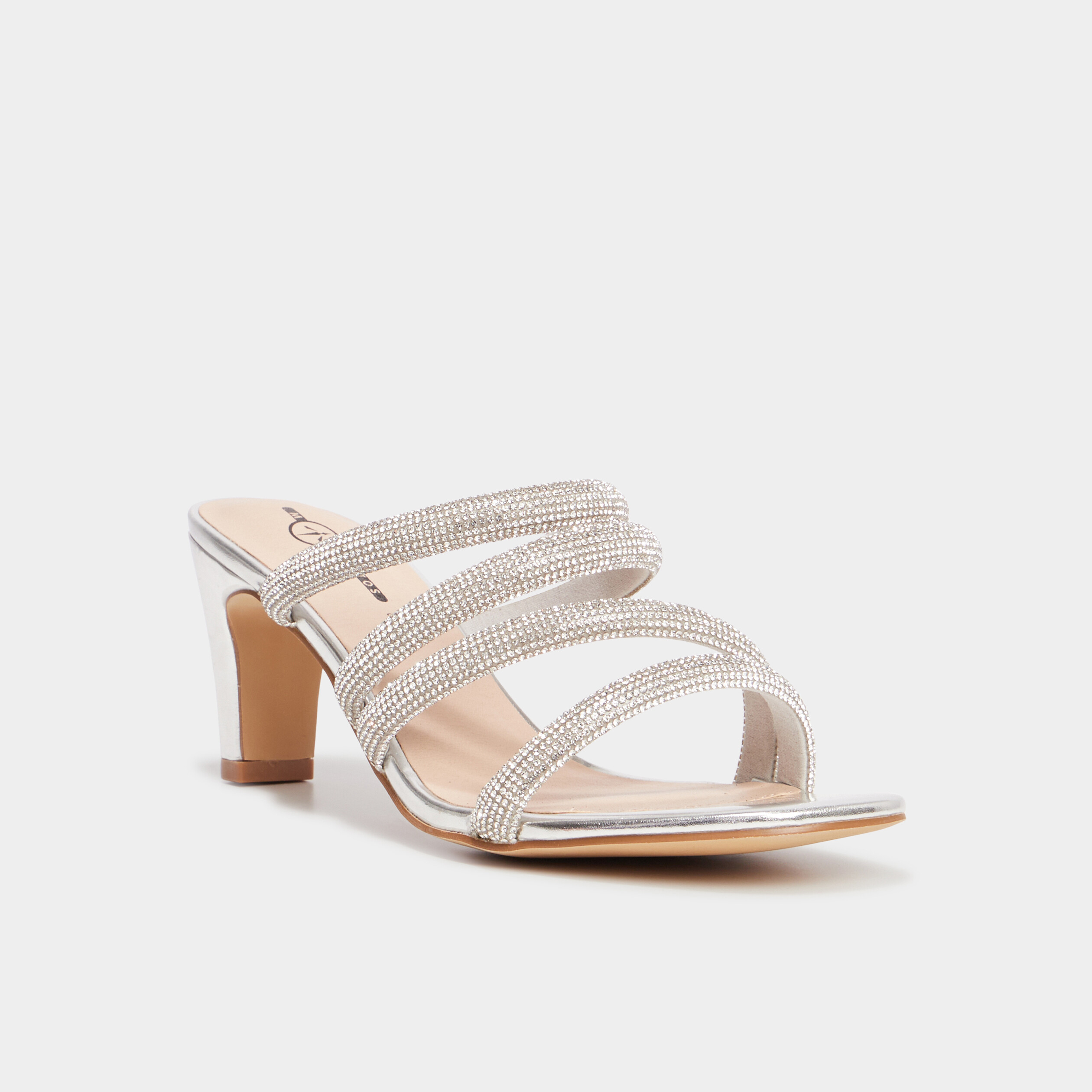 Sandalettes Casadei Talons Hauts Strass Argent – Cuir – Fabriquées En Italie
