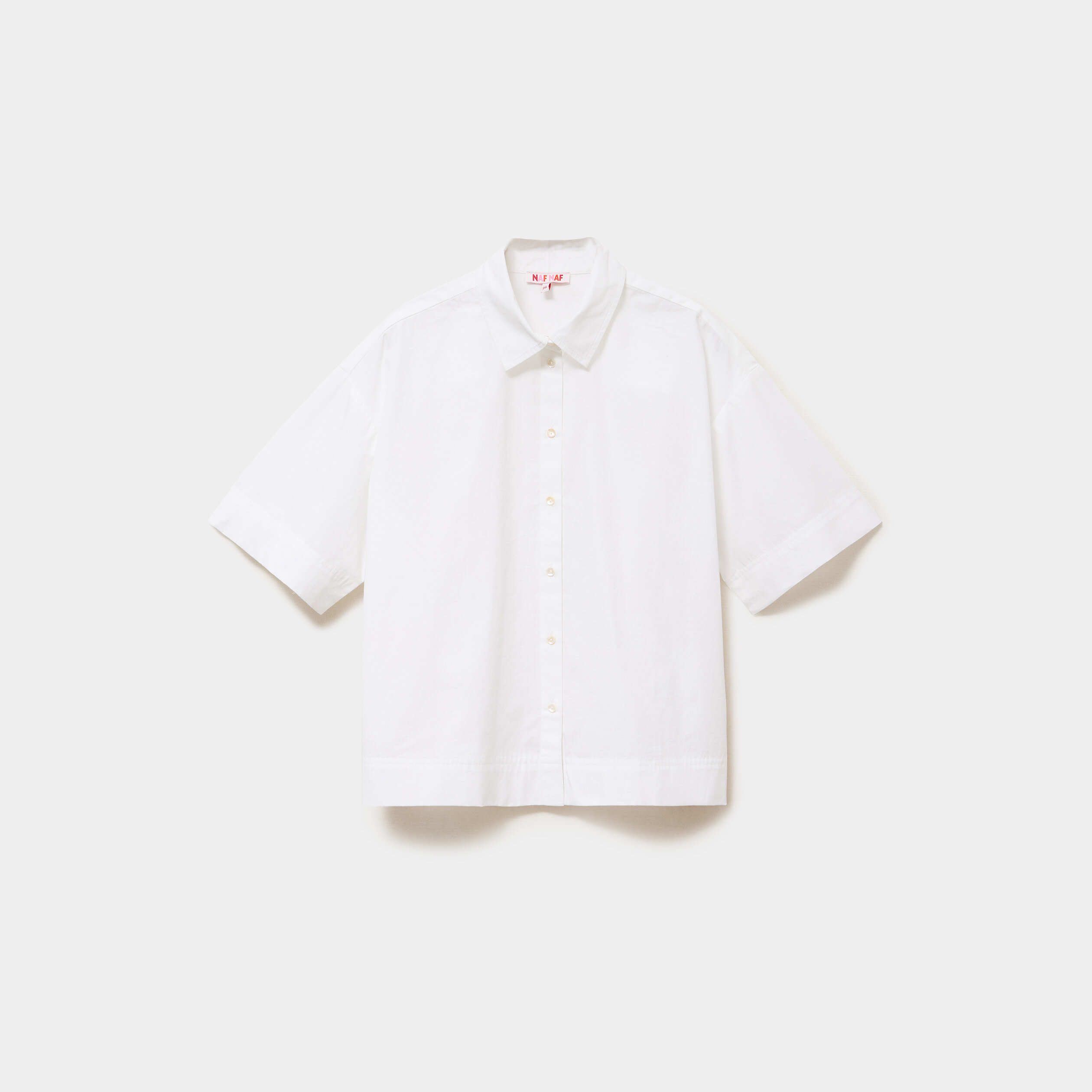 Chemise courte manches courtes coton blanc femme
