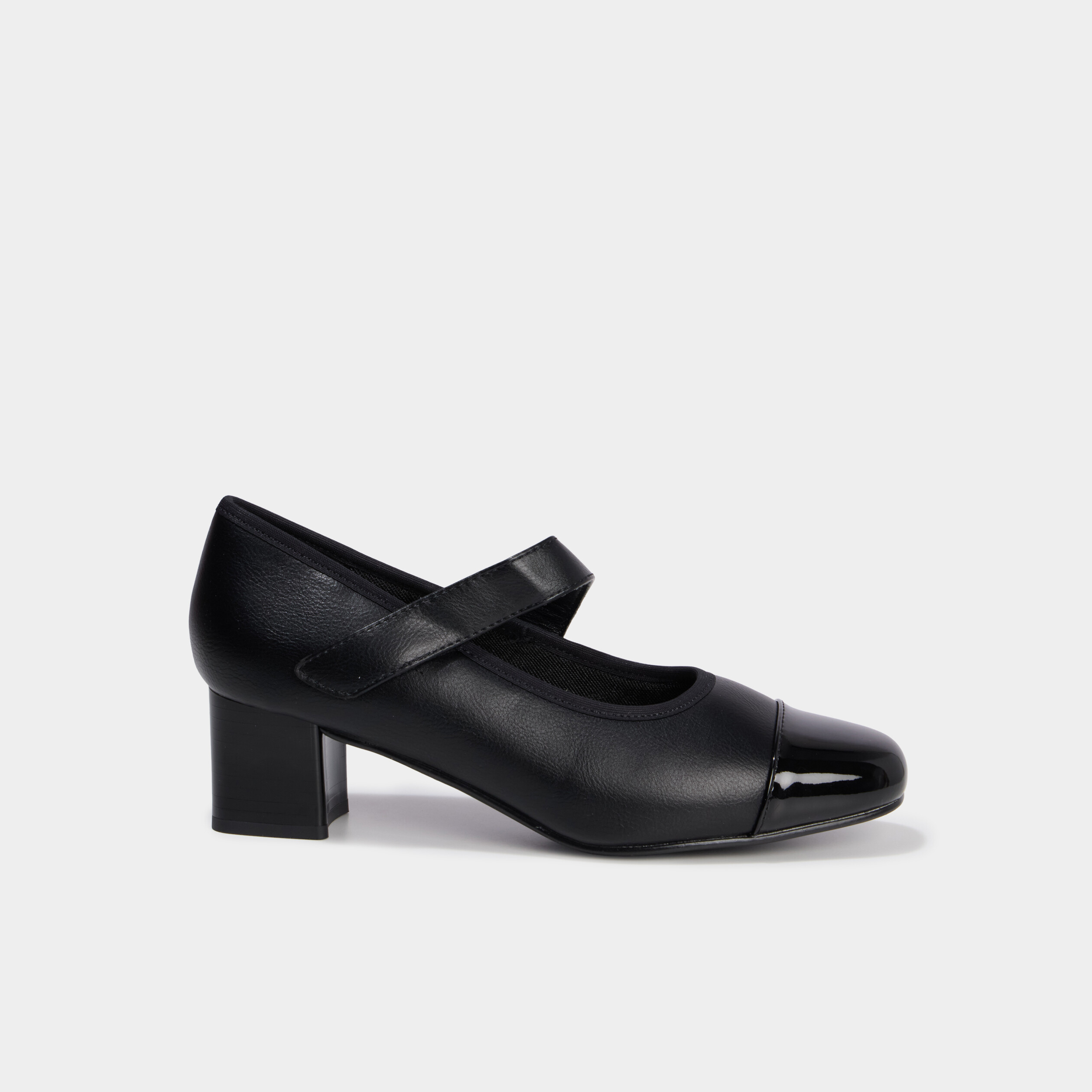 Escarpins &agrave; talons confort &agrave; brides noir femme