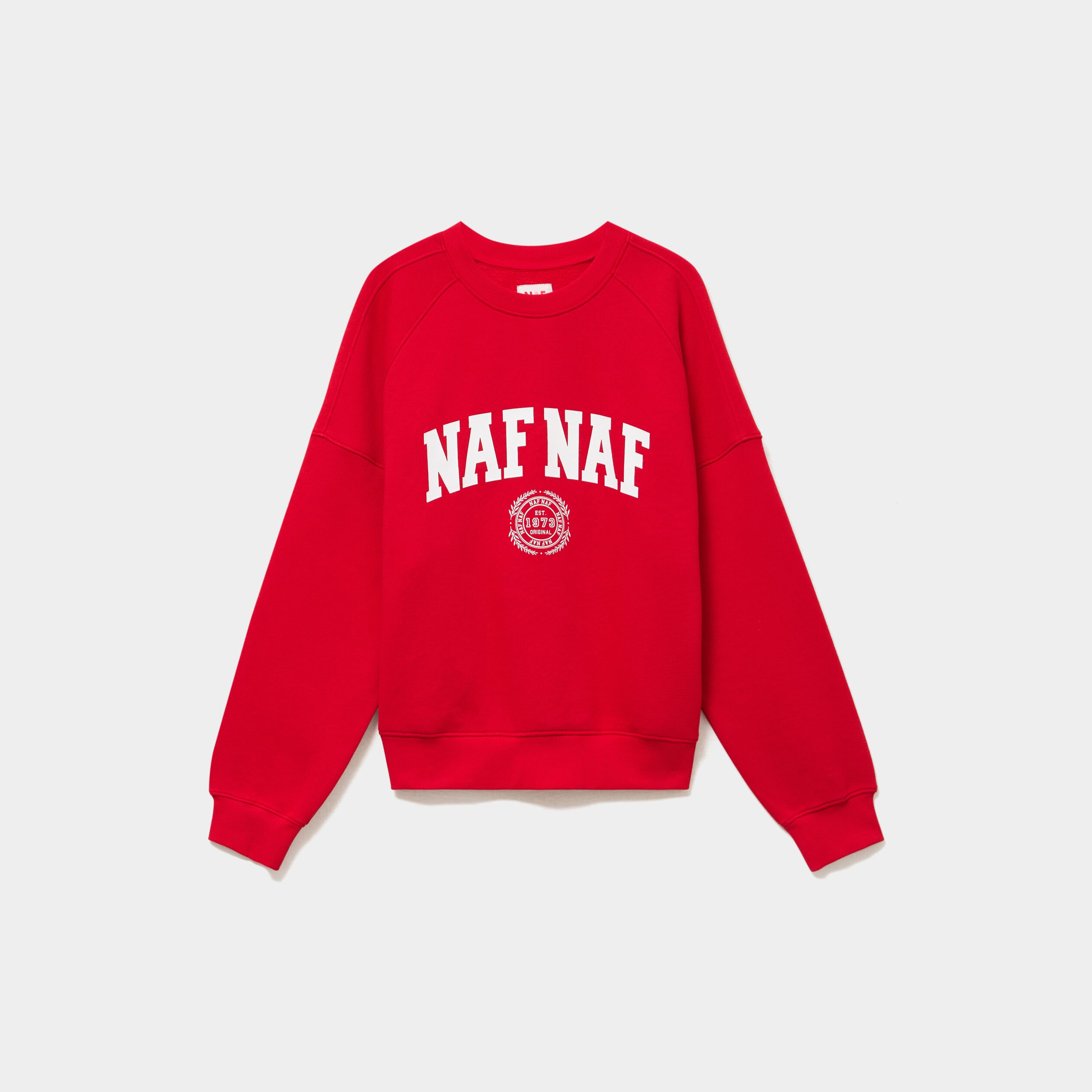 Sweat oversize logo NAF NAF brod&eacute; rouge femme