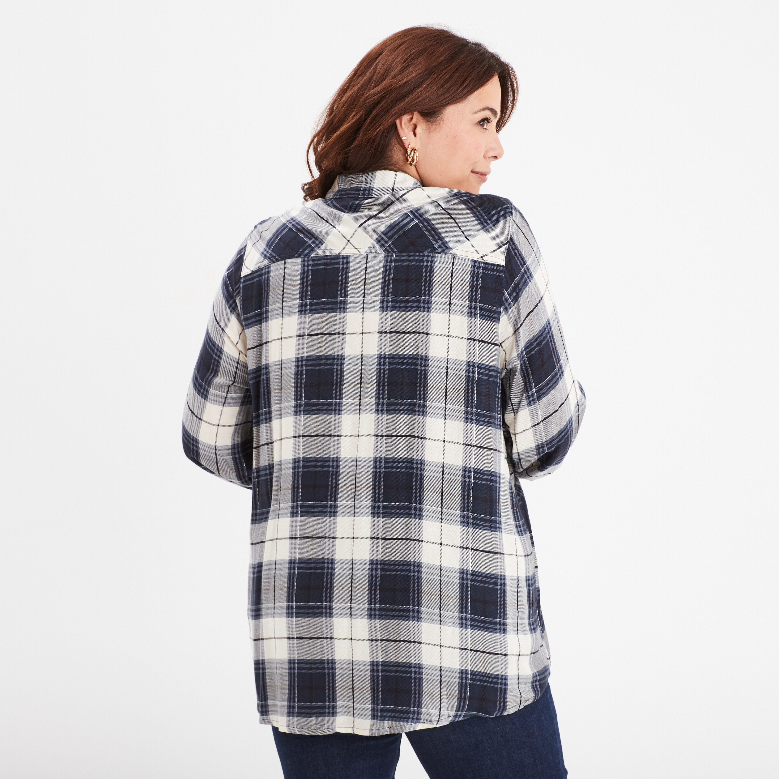 Chemise fluide manches longues bleu marine femme grande taille