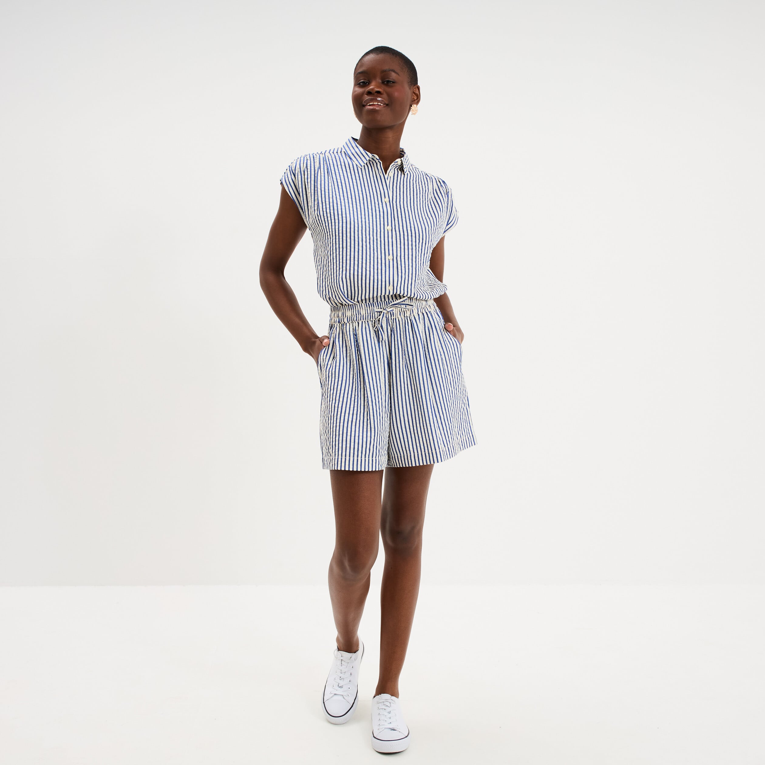 Chemise sans manches bleu femme