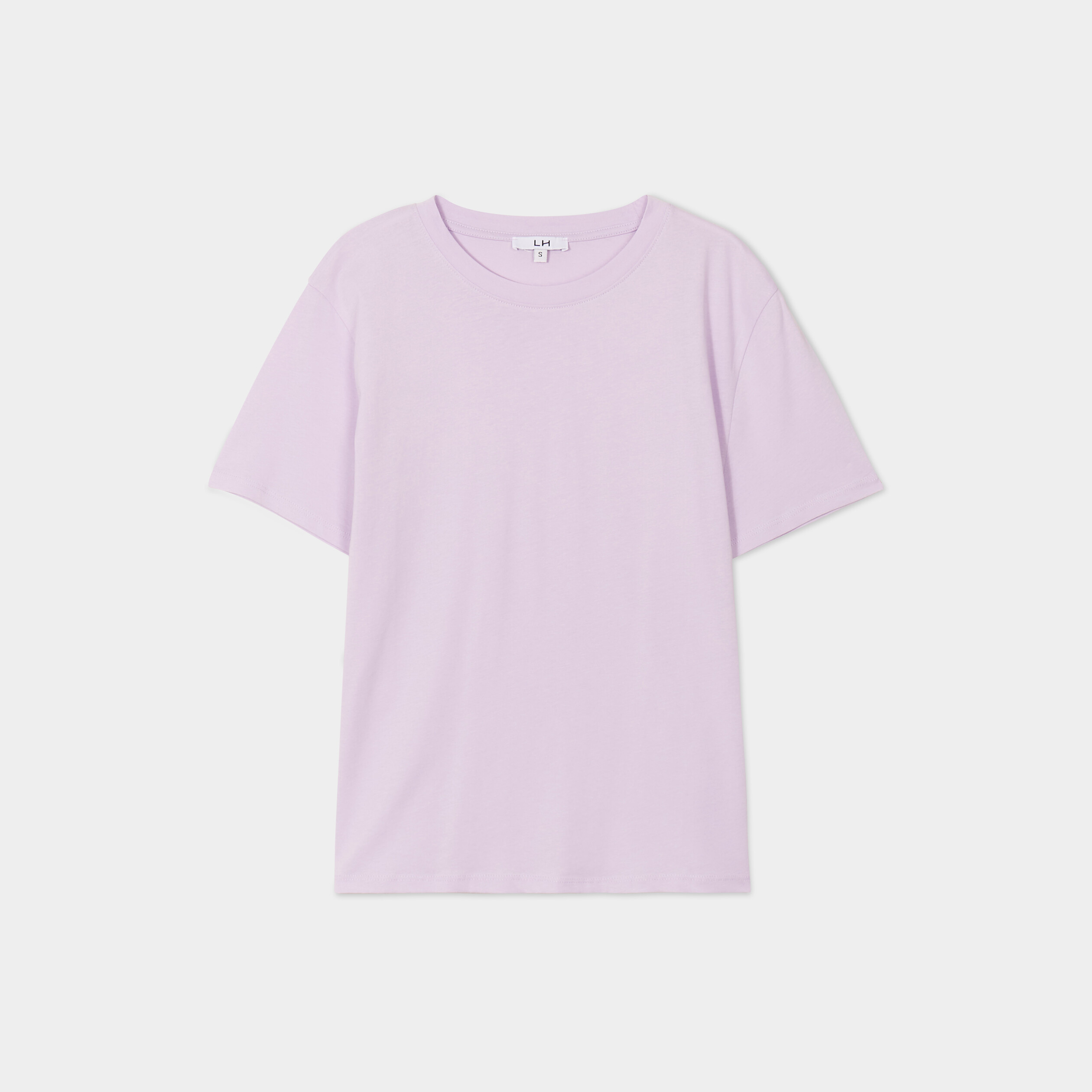 t shirt col rond manches courtes coton violet clair femme T-shirt col rond manches courtes coton violet clair femme