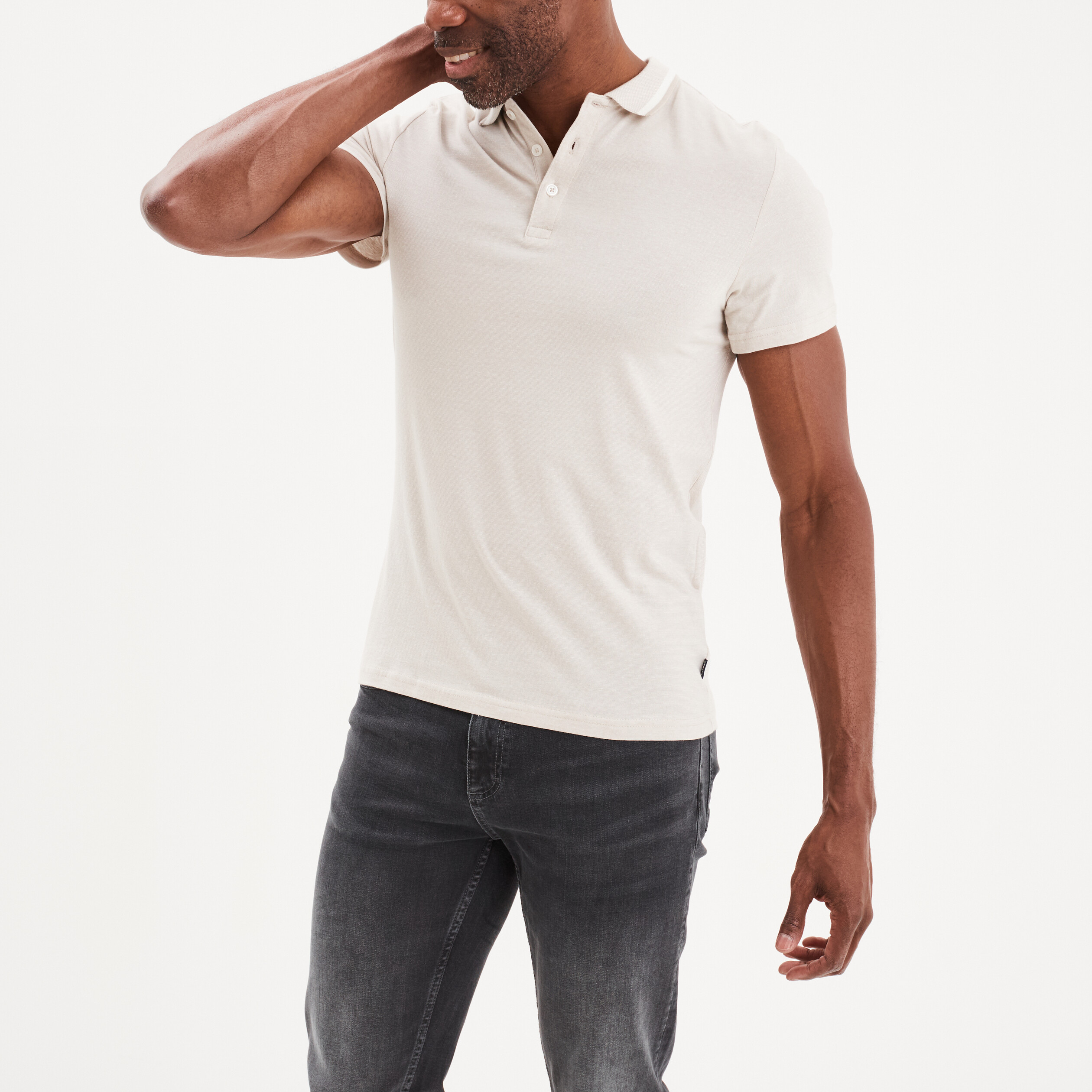 Polo manches courtes coton Creeks gris clair homme