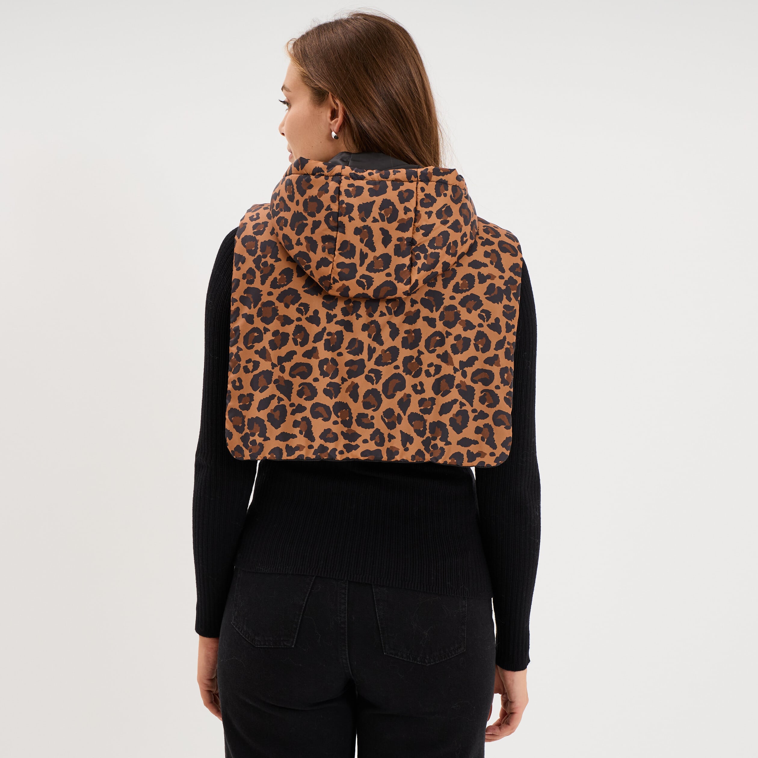 Col tour de cou &agrave; capuche zipp&eacute; marron femme