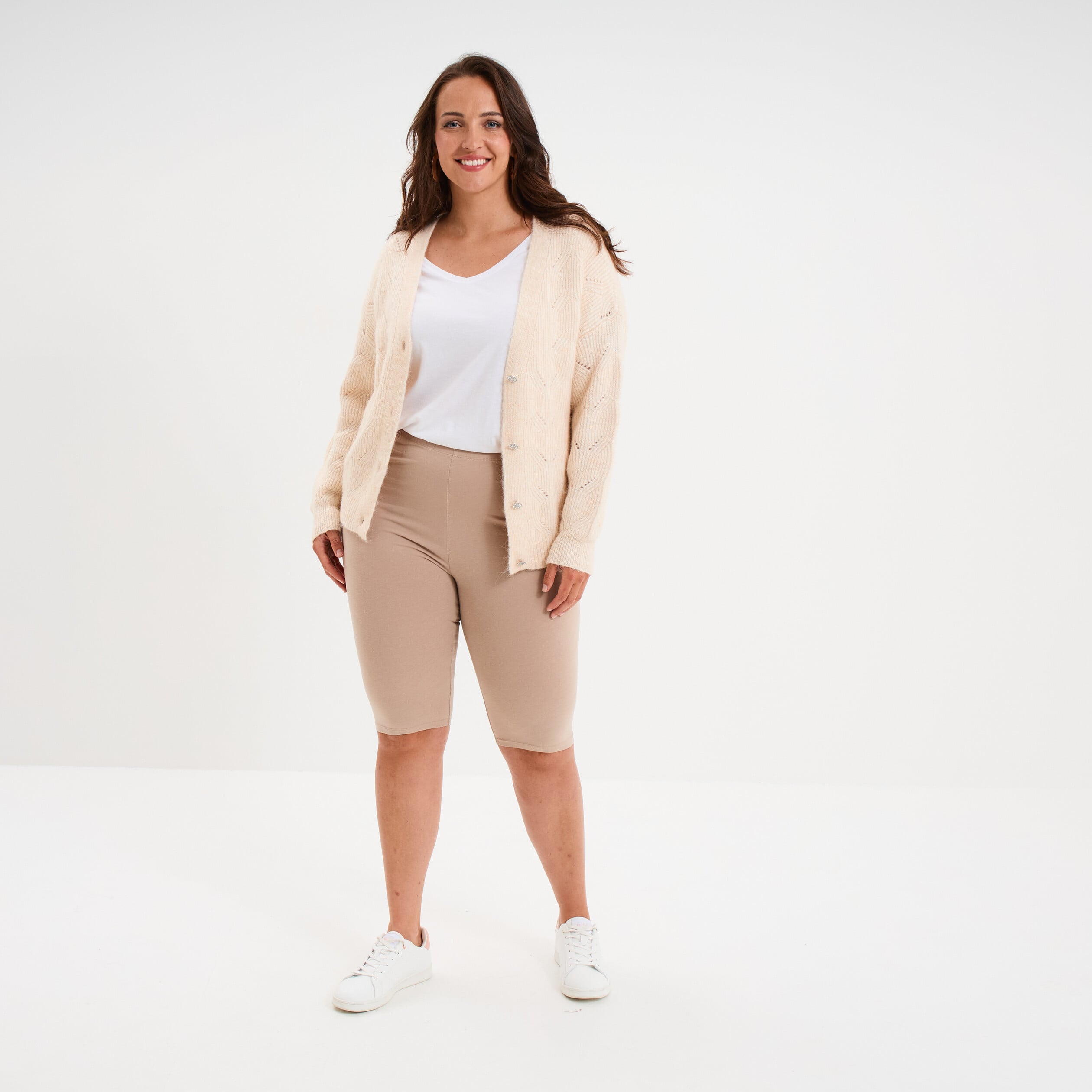 Short legging cycliste coton sable femme grande taille