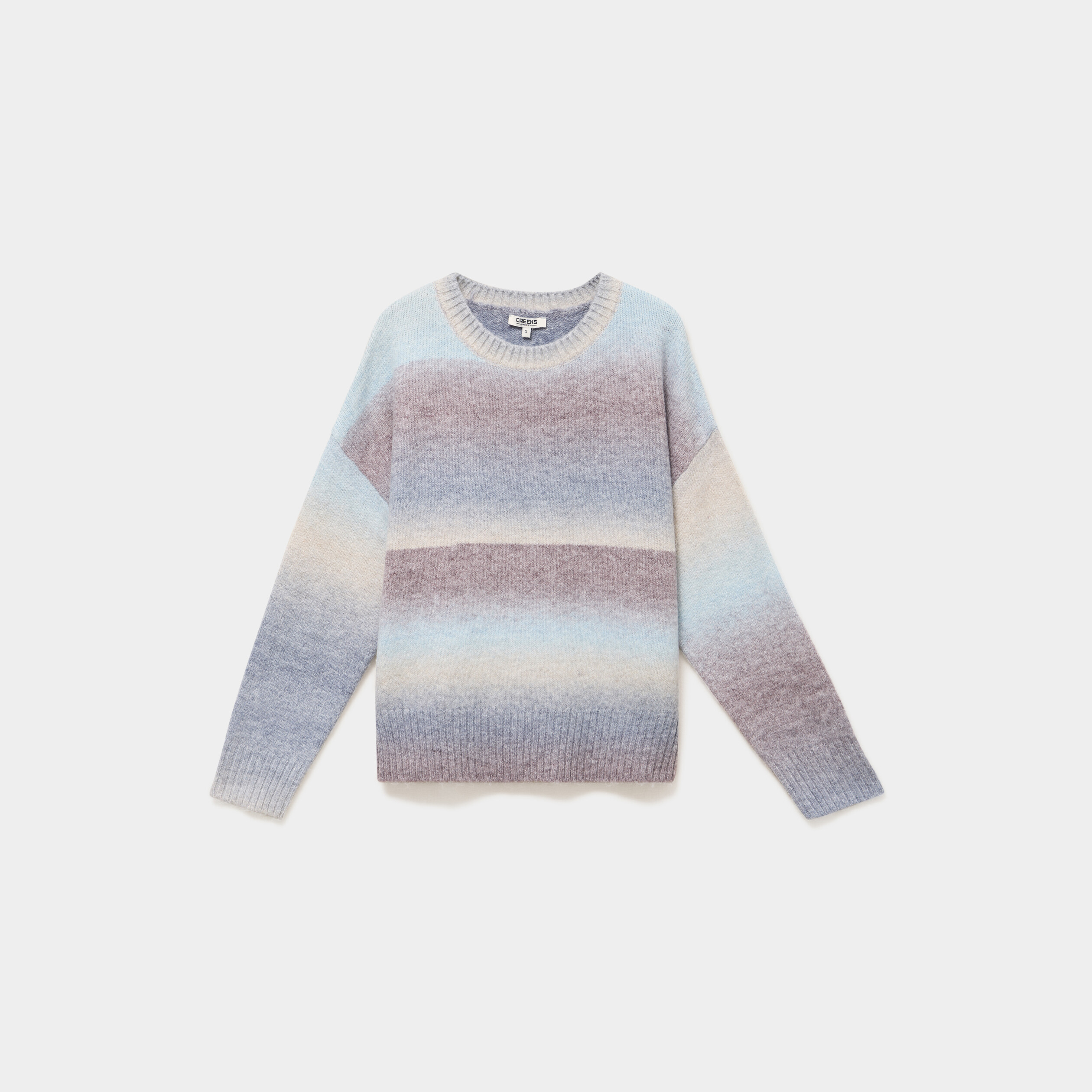 Pull droit col rond manches longues bleu ciel femme