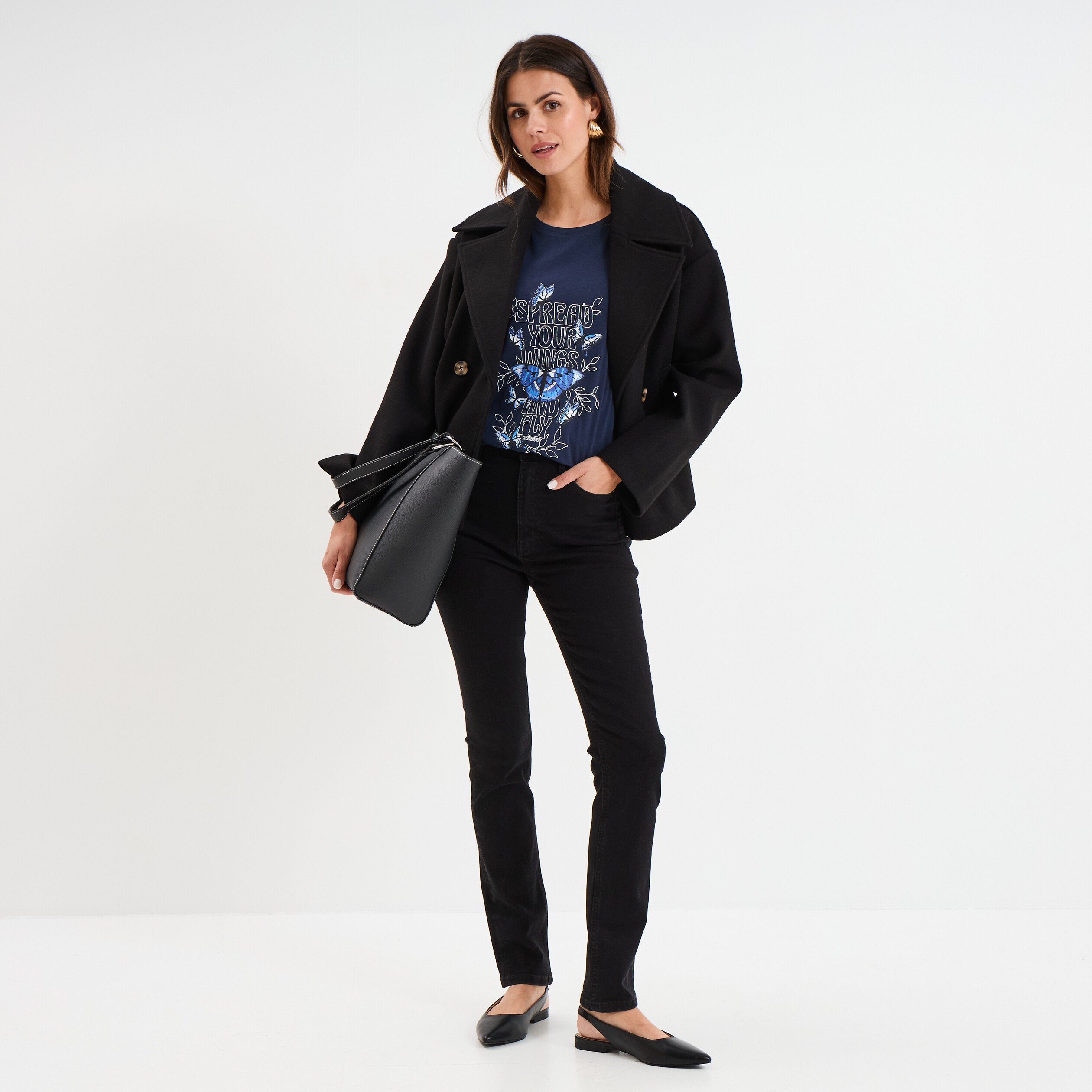 t shirt ajuste col rond coton creeks bleu marine femme T-shirt ajusté col rond coton Creeks bleu marine femme