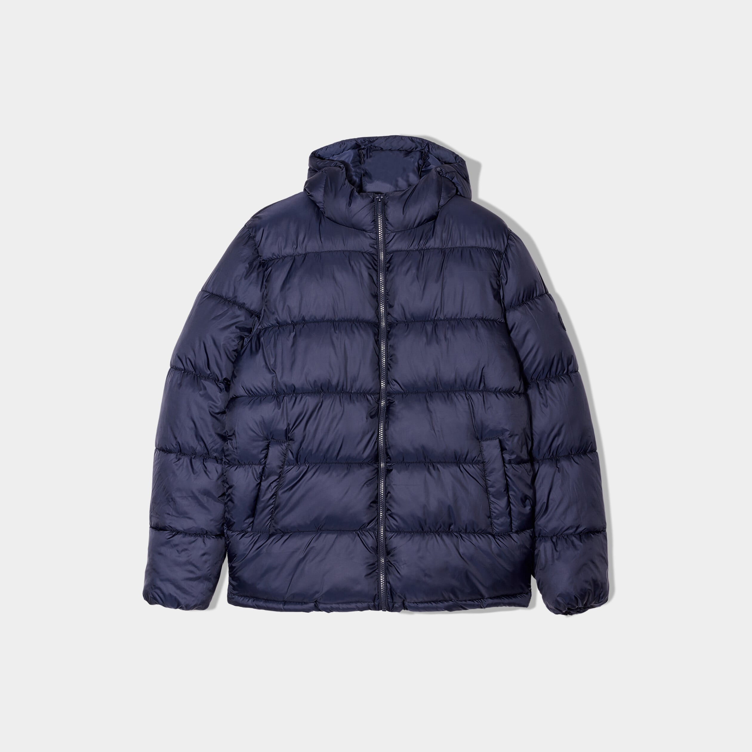 Doudoune doubl&eacute;e zipp&eacute;e &agrave; capuche bleu marine homme