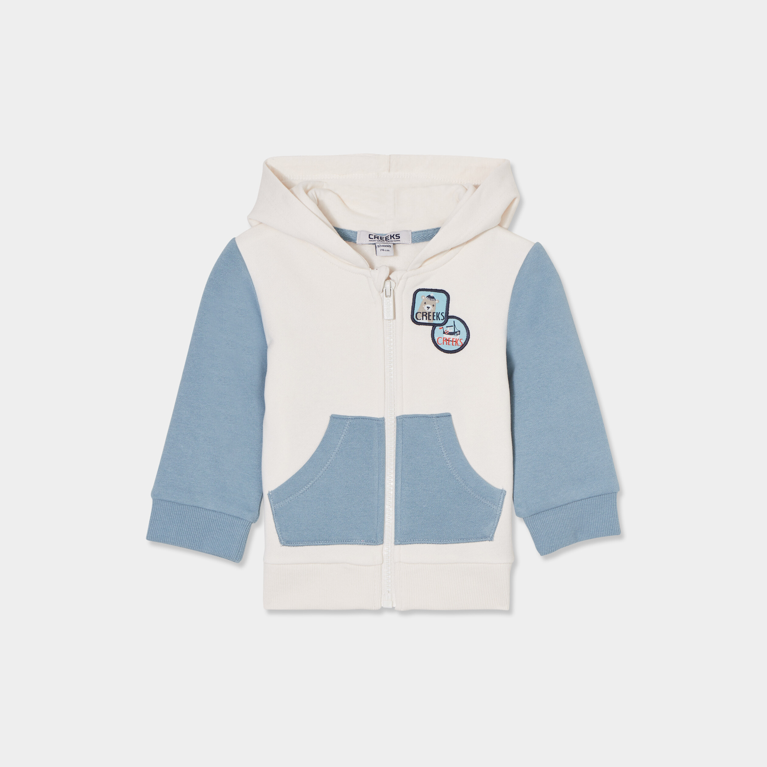 gilet zippe a capuche creeks ecru bebeg Gilet zippé à capuche Creeks ecru bébé garçon
