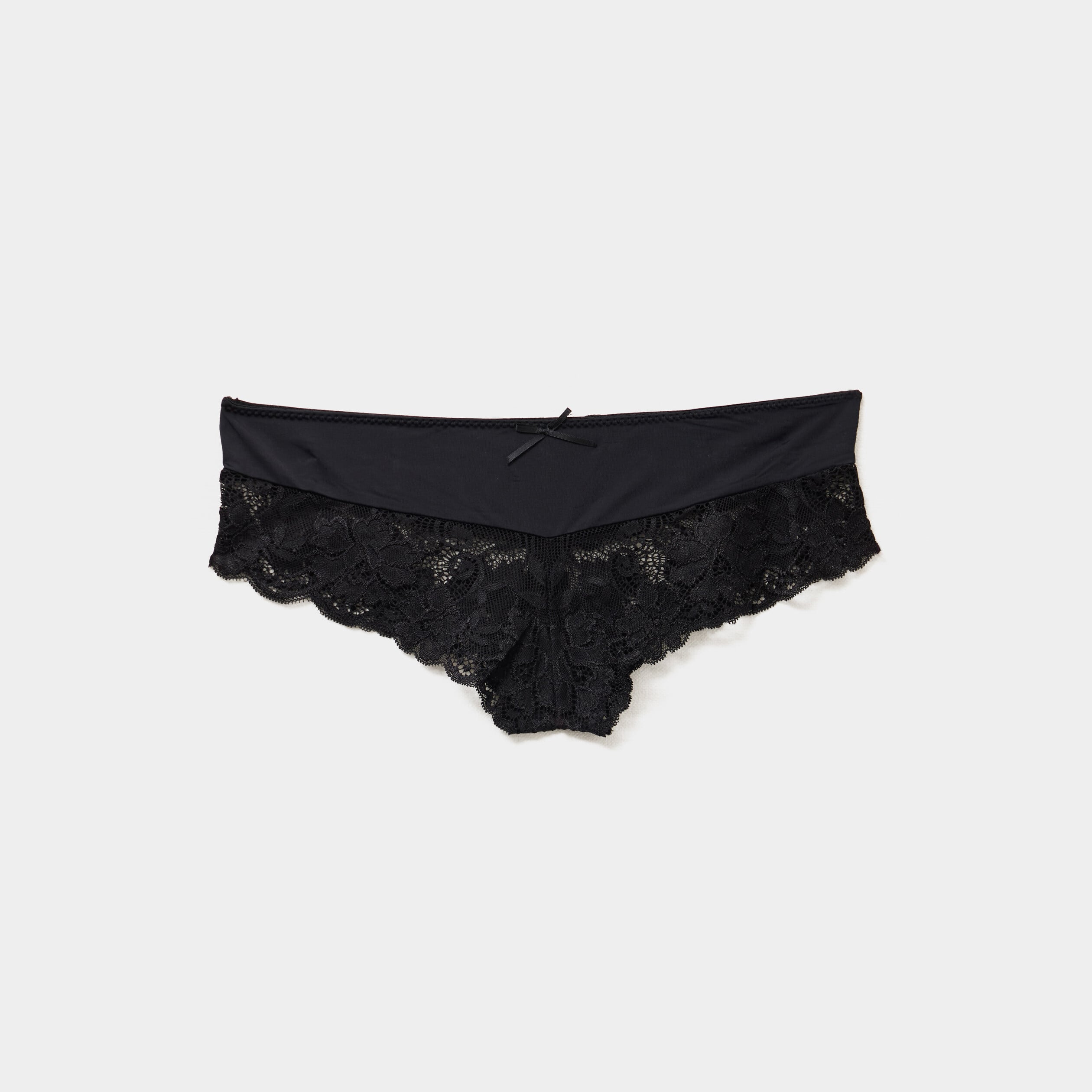 Shorty microfibre avec dentelle noir femme