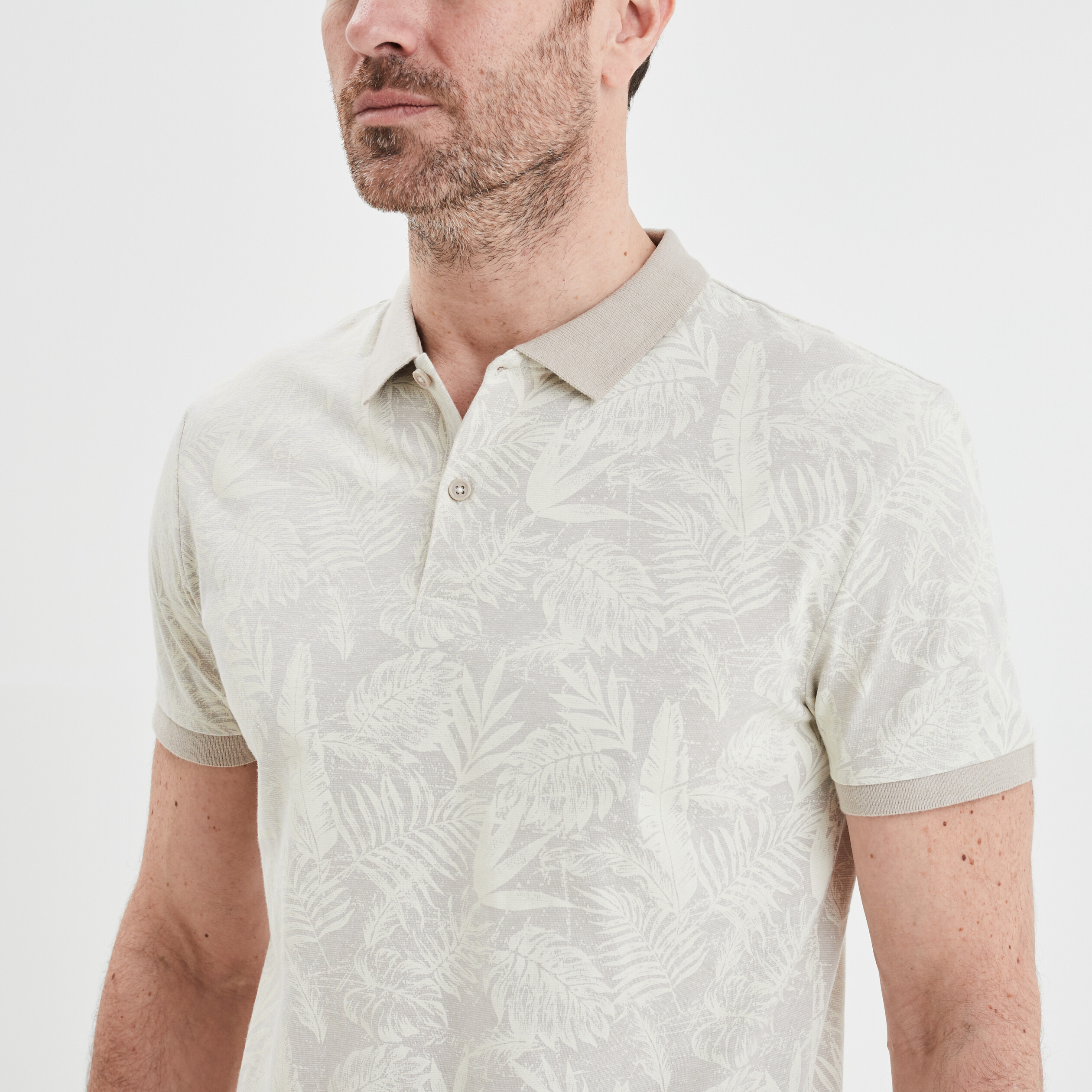 Polo jersey droit manches courtes coton beige homme