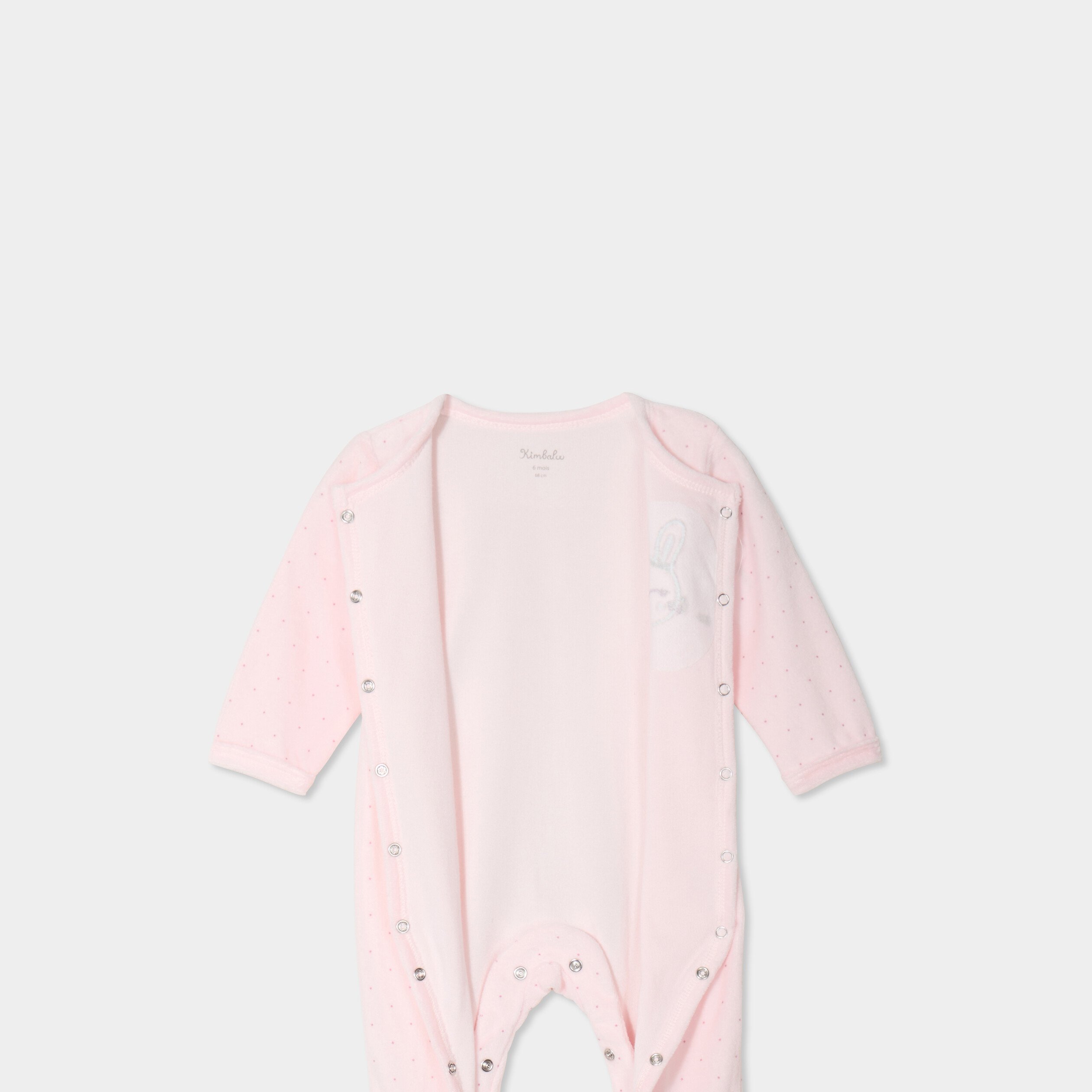 dors bien effet velours manches longues rose clair bebef Dors-bien effet velours manches longues rose clair bébé fille
