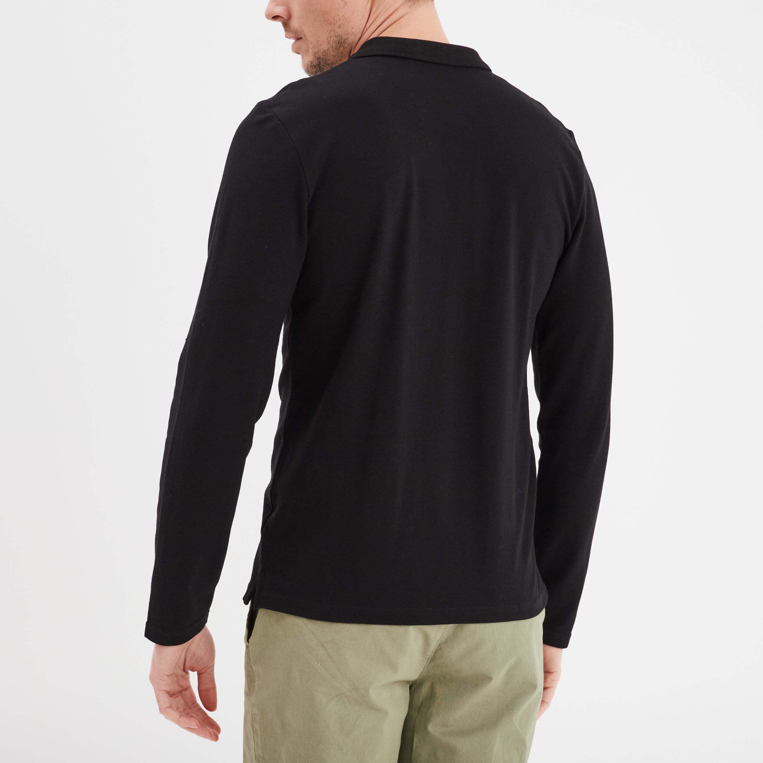 polo manches longues en coton noir homme Polo manches longues en coton noir homme