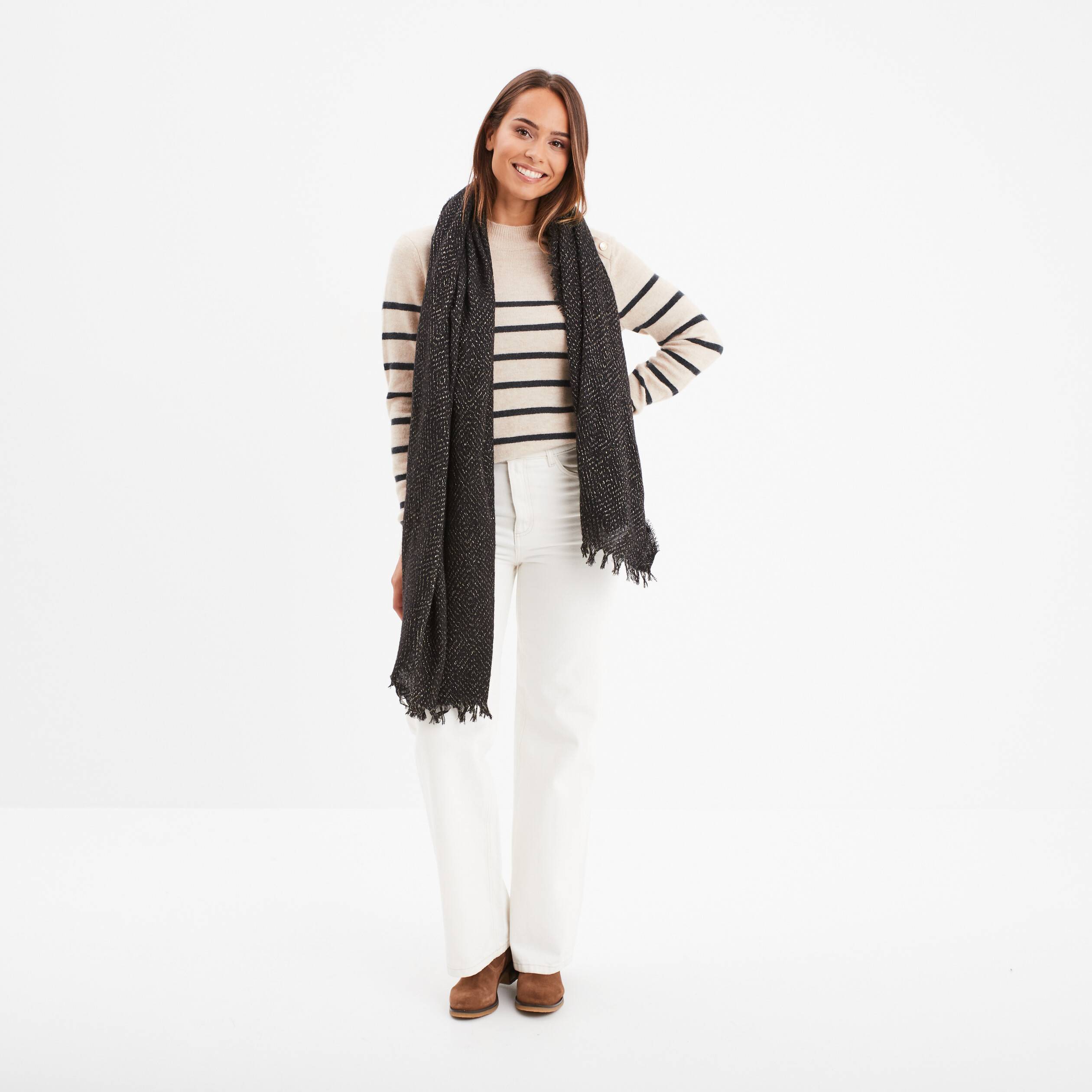 pull manches longues avec boutons beige femme Pull manches longues avec boutons beige femme
