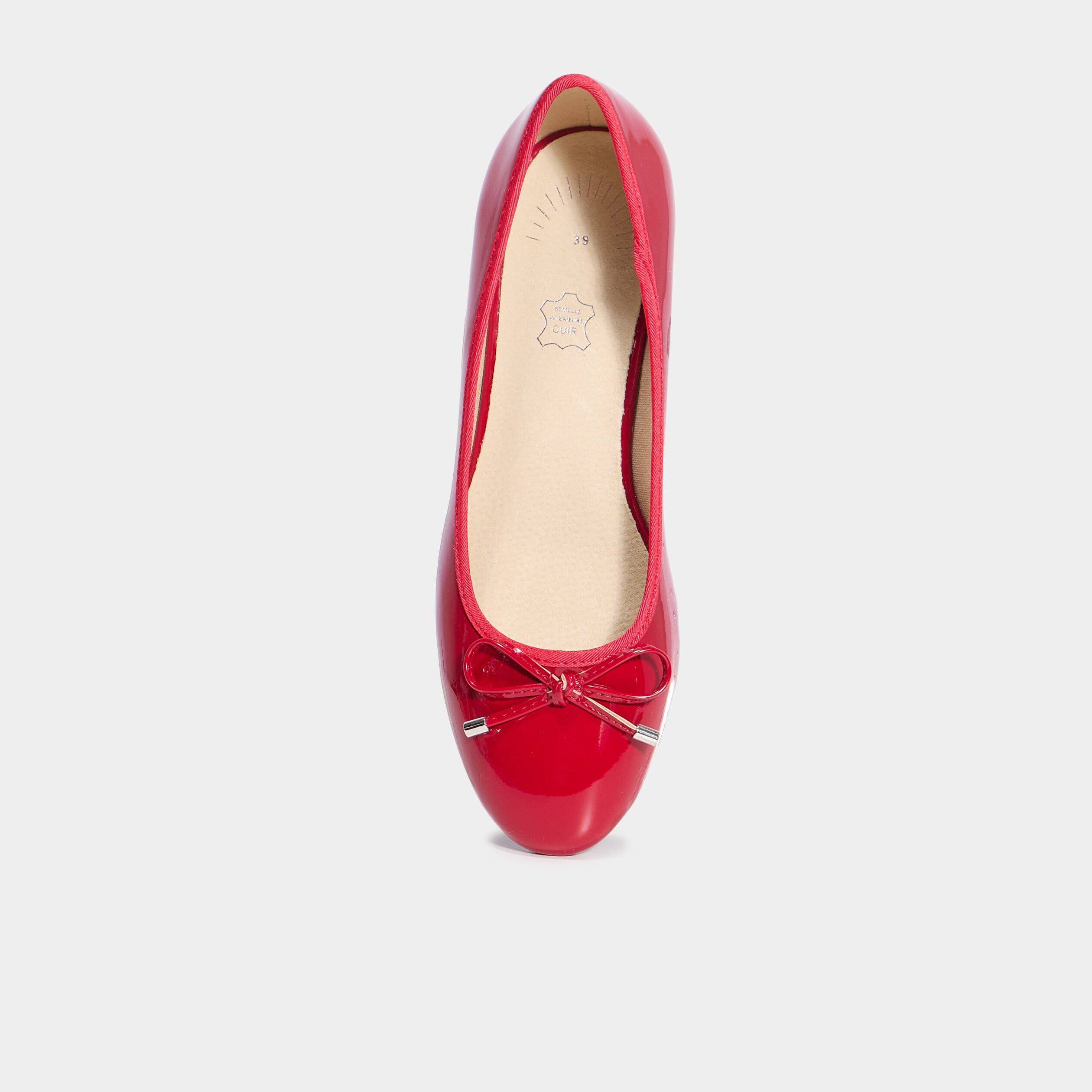 Ballerines à talons vernies rouge foncé femme | La Halle