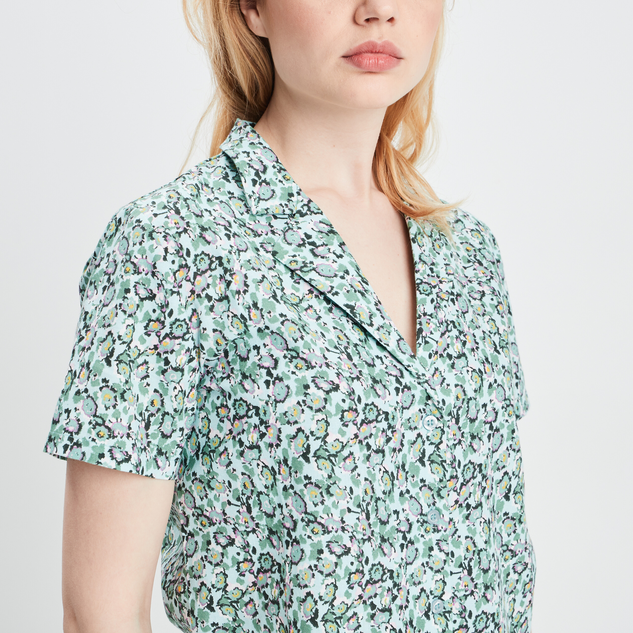 Chemise cropped coton vert femme