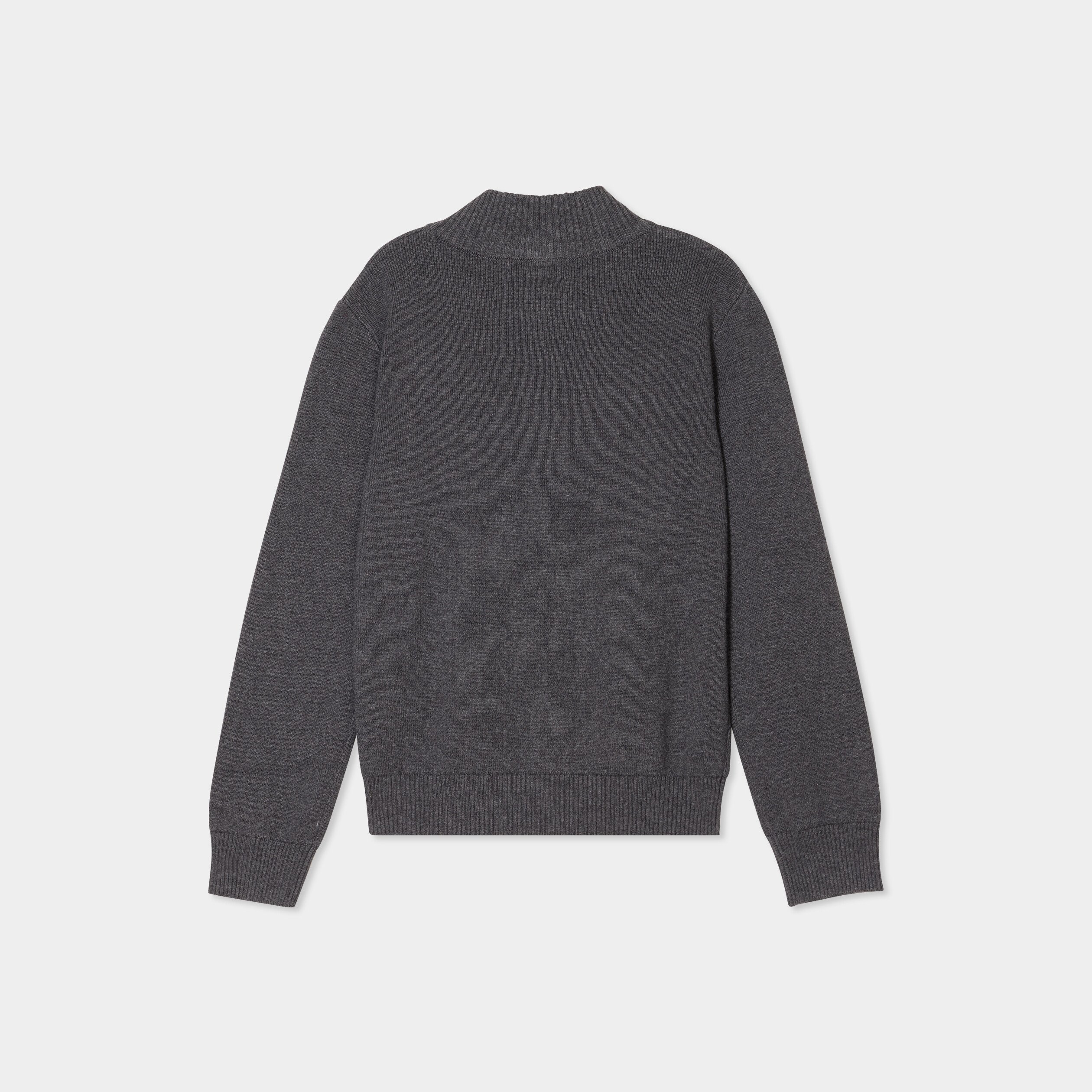 gilet zippe col montant coton gris fonce garcon Gilet zippé col montant coton gris foncé garçon