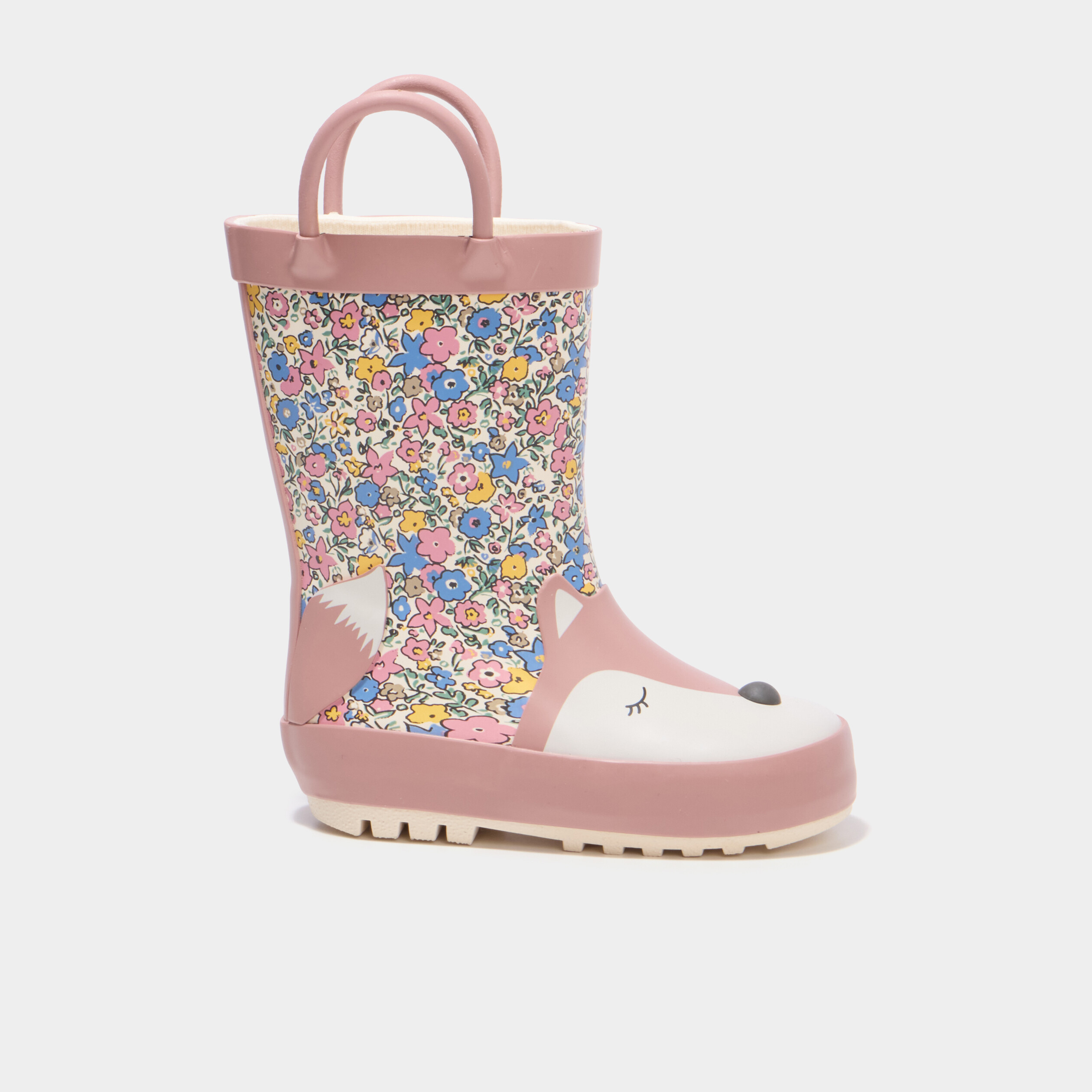 Bottes de pluie semelles crant&eacute;es rose b&eacute;b&eacute; fille