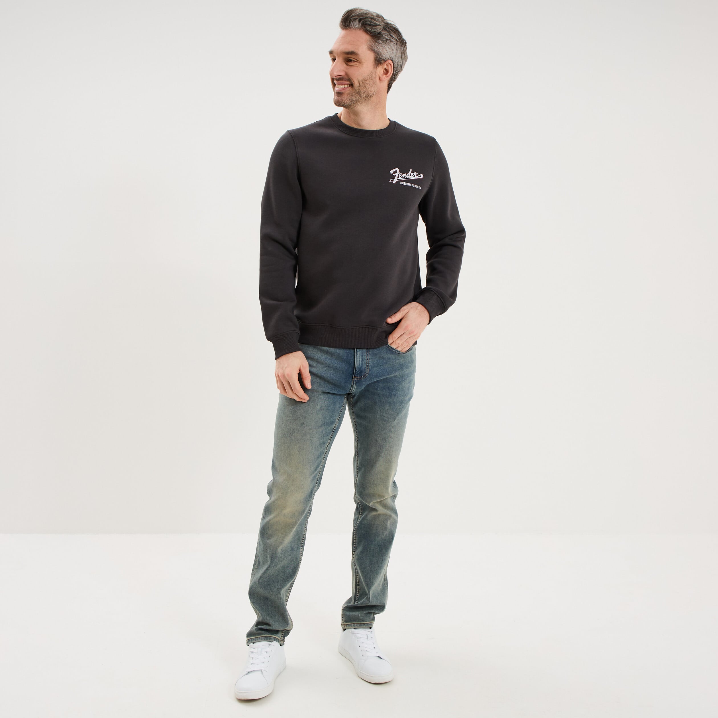 Sweat molleton manches longues Fender noir homme