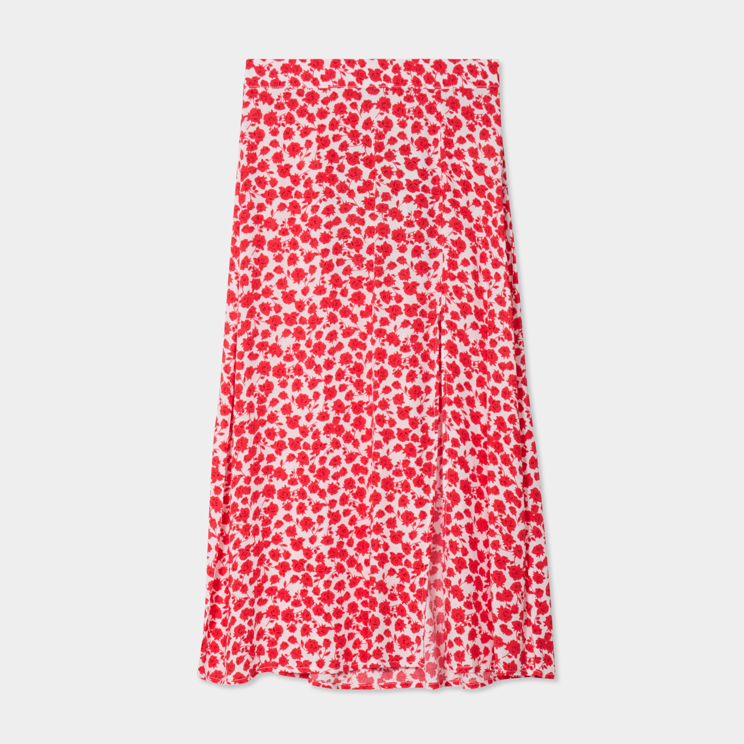 Jupe longue fendue fluide rouge femme