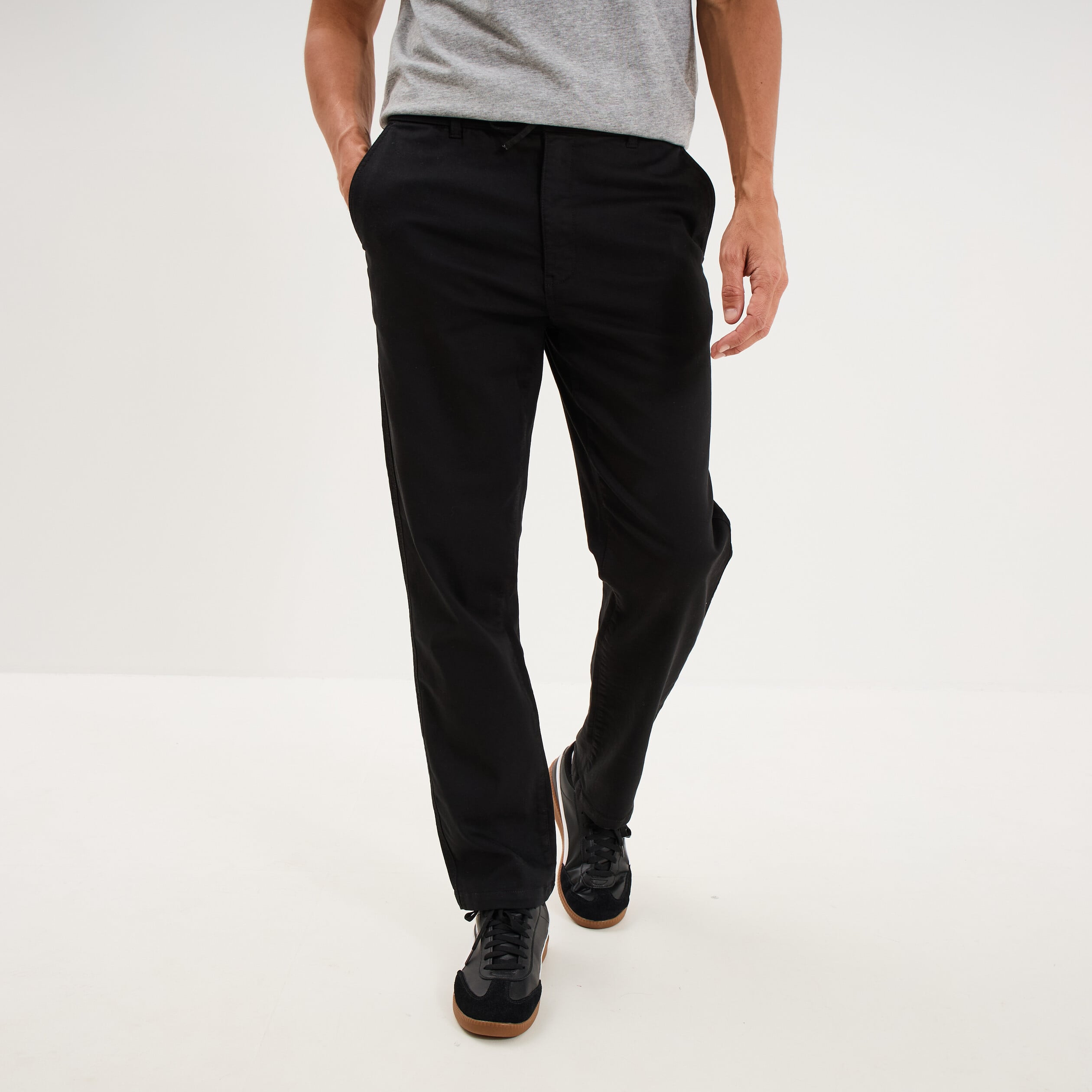 Pantalon chino droit confort noir homme