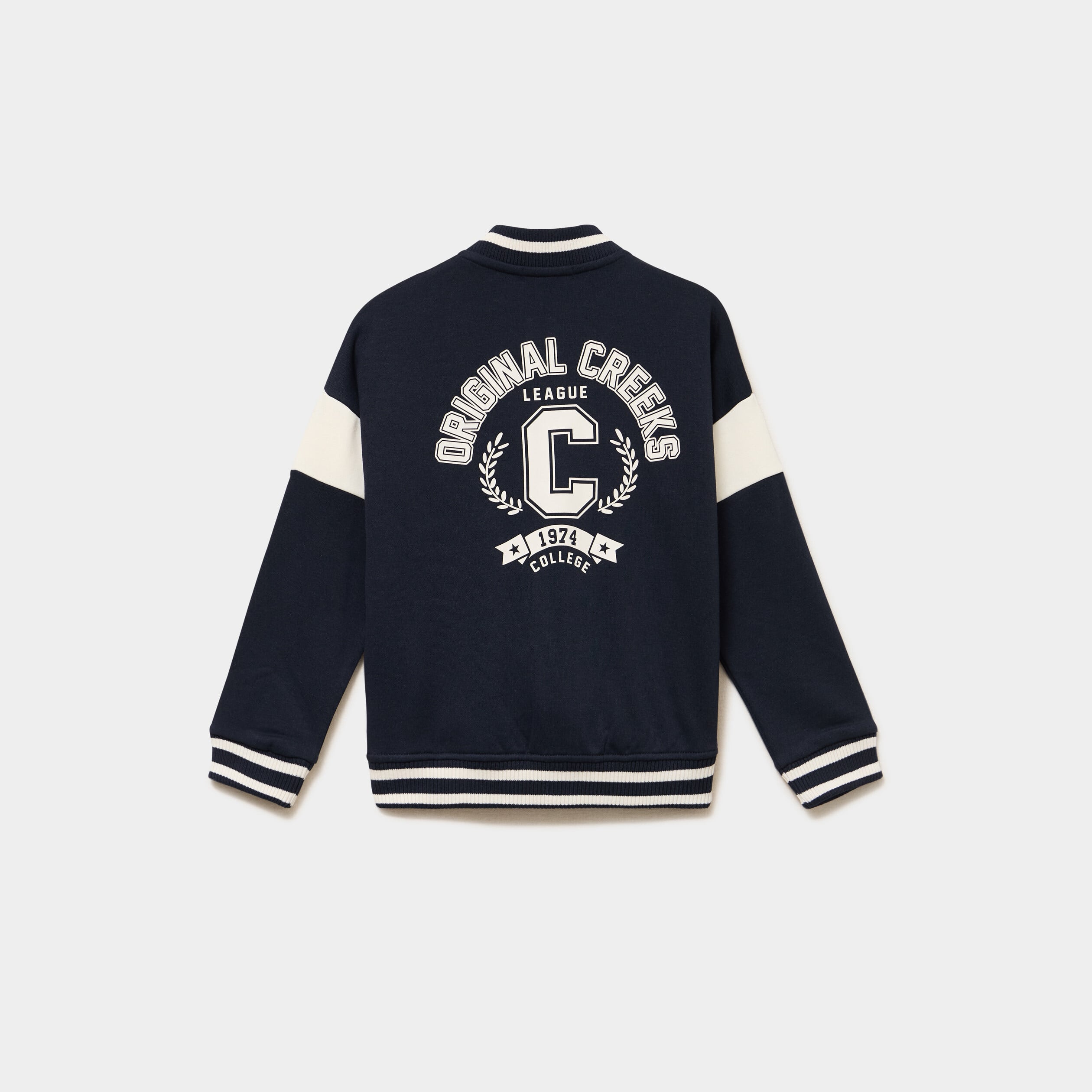 Gilet boutonn&eacute; col teddy coupe oversize bleu marine gar&ccedil;on